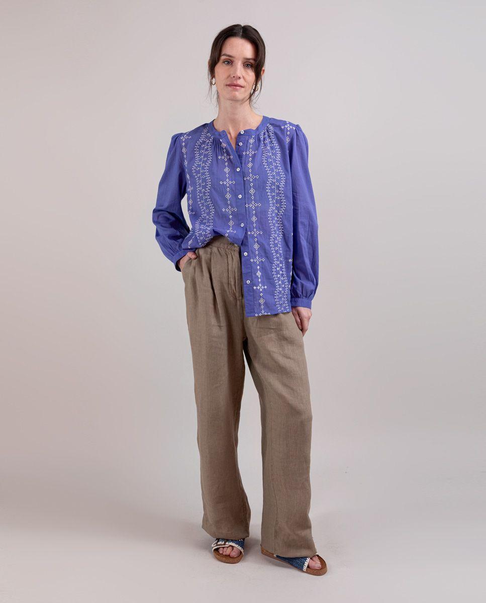 Camisa Fantasía Azul Contraste Blanco MUJER PV 25-1