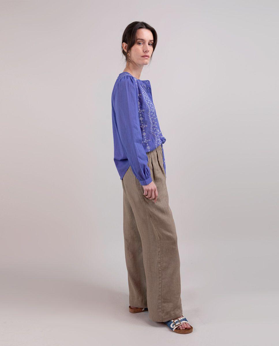 Camisa Fantasía Azul Contraste Blanco MUJER PV 25-2