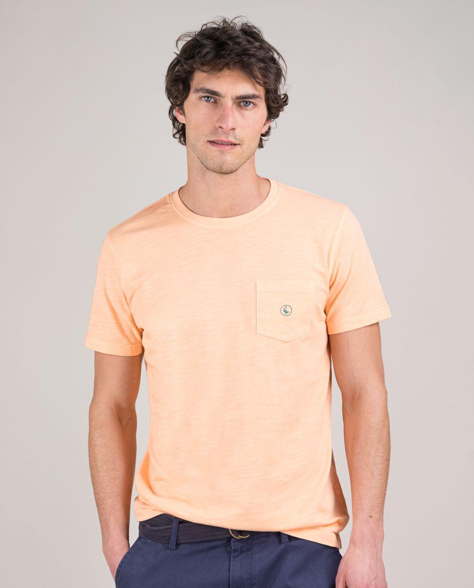 Camiseta Garment Dyed Slub Bolsillo Naranja HOMBRE PV 25-0