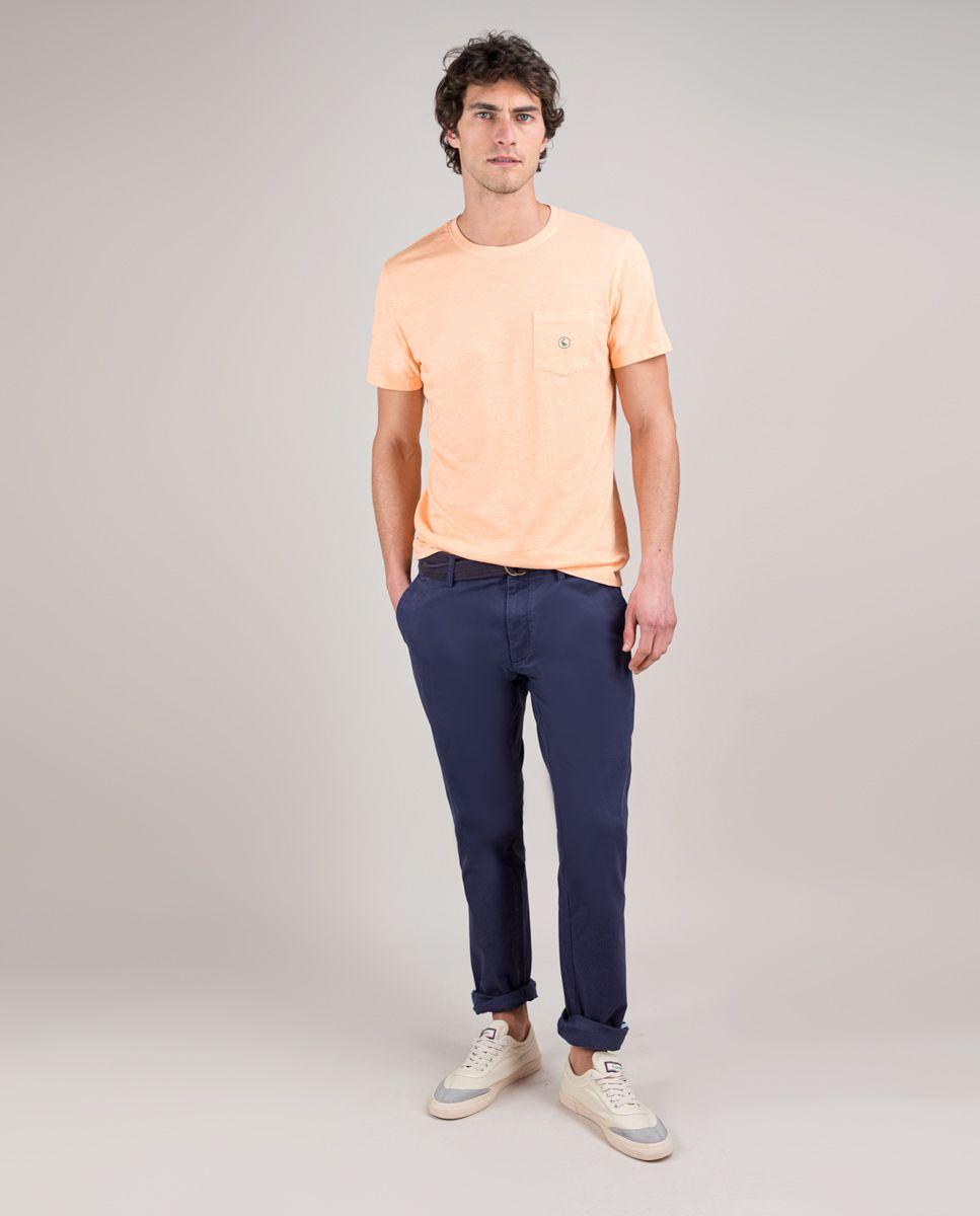 Camiseta Garment Dyed Slub Bolsillo Naranja HOMBRE PV 25-1