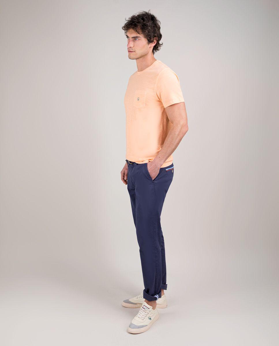 Camiseta Garment Dyed Slub Bolsillo Naranja HOMBRE PV 25-2
