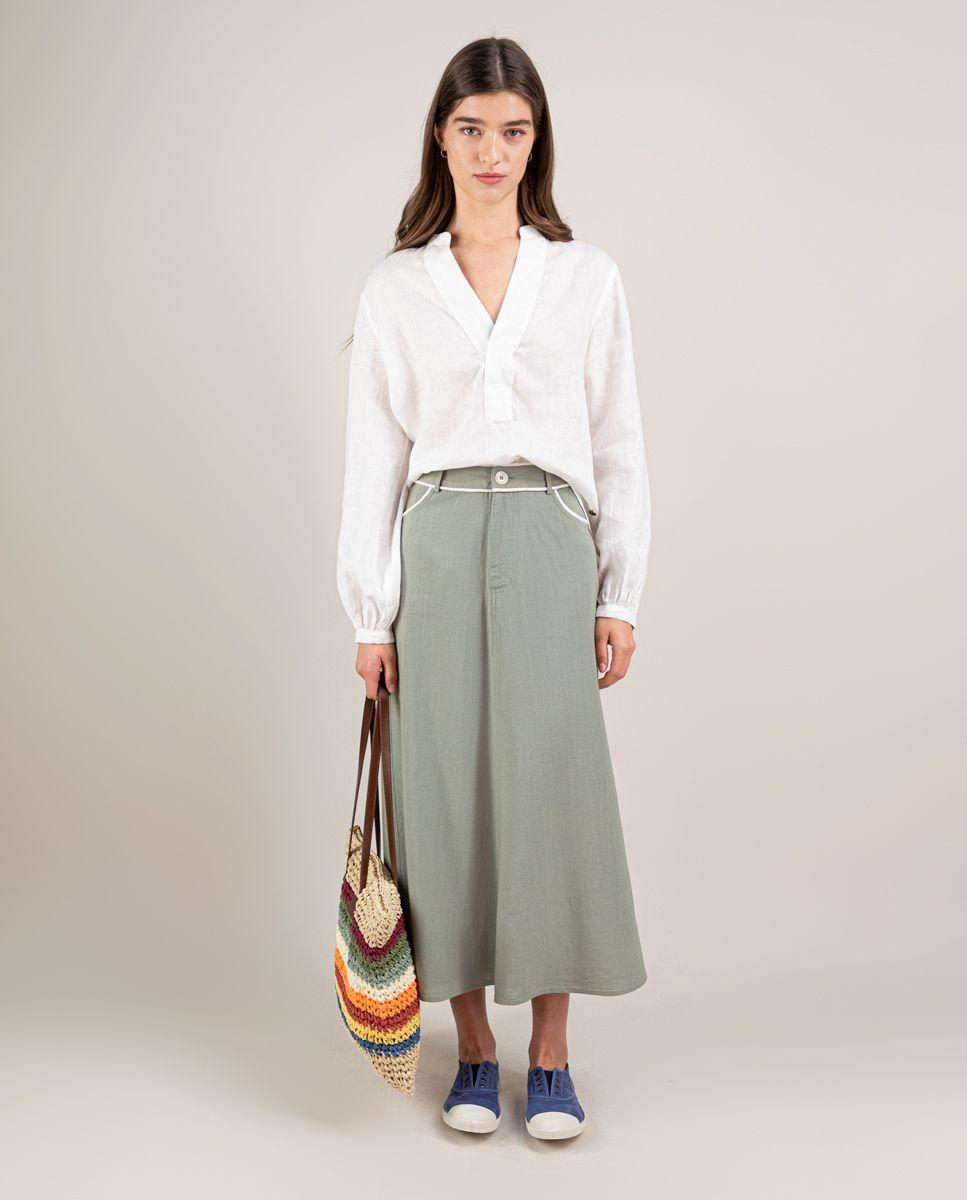 Falda Lino Verde MUJER PV 25-0