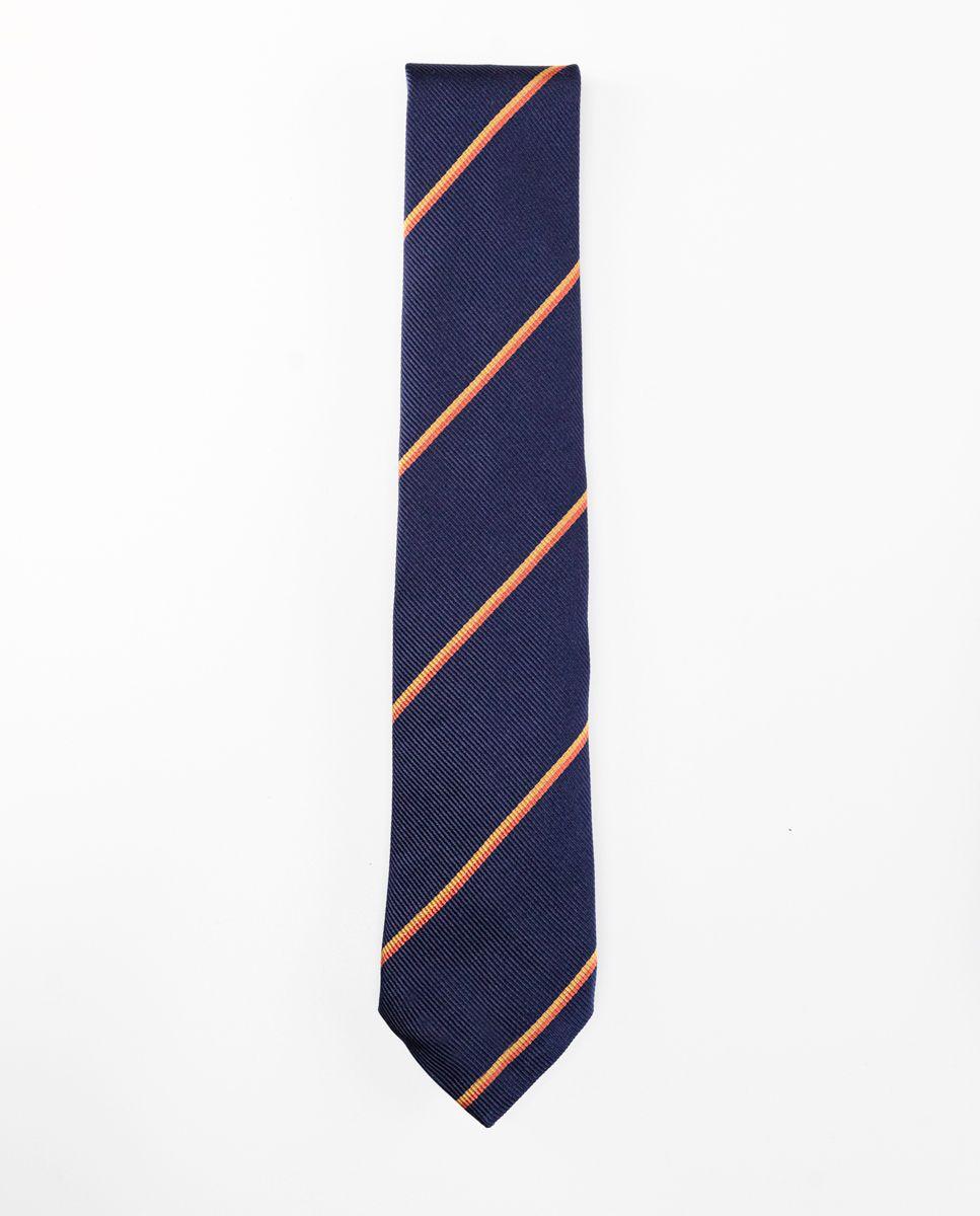 Corbata Seda Marino Naranja-0