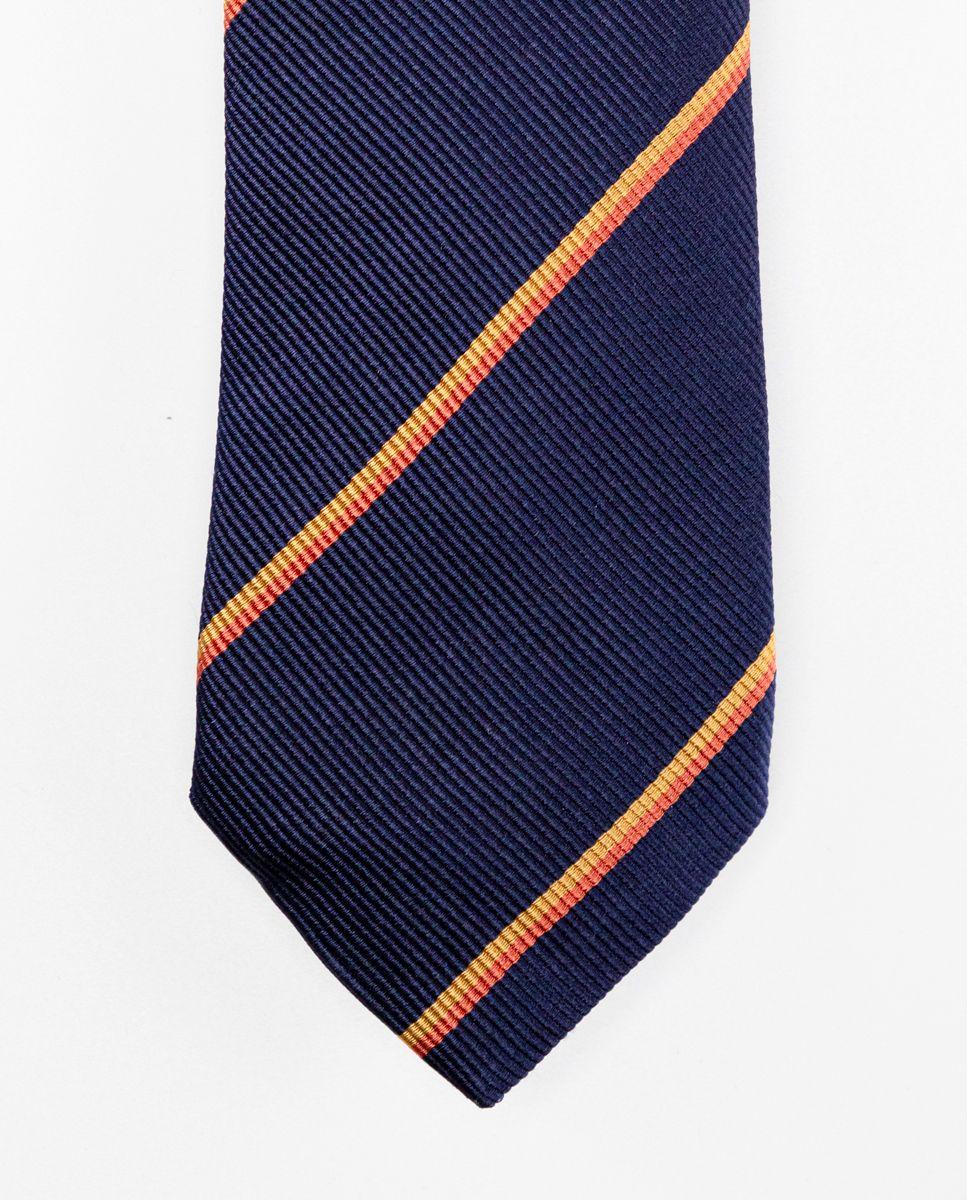 Corbata Seda Marino Naranja-1