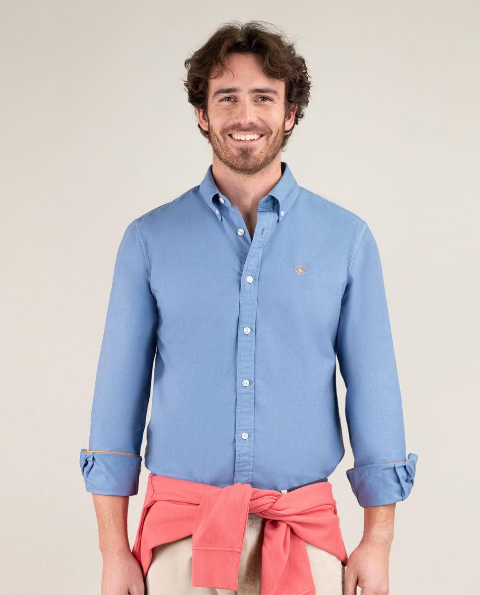 Camisa Algodón Garment Dyed Azul HOMBRE PV 25-0