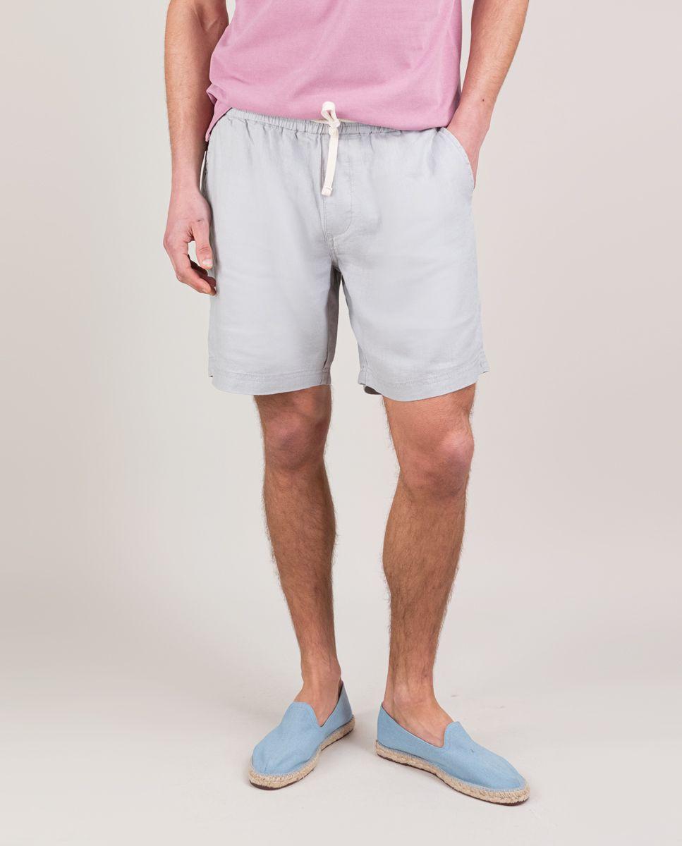 Bermuda Lino Garment Dyed Gris HOMBRE PV 25-0