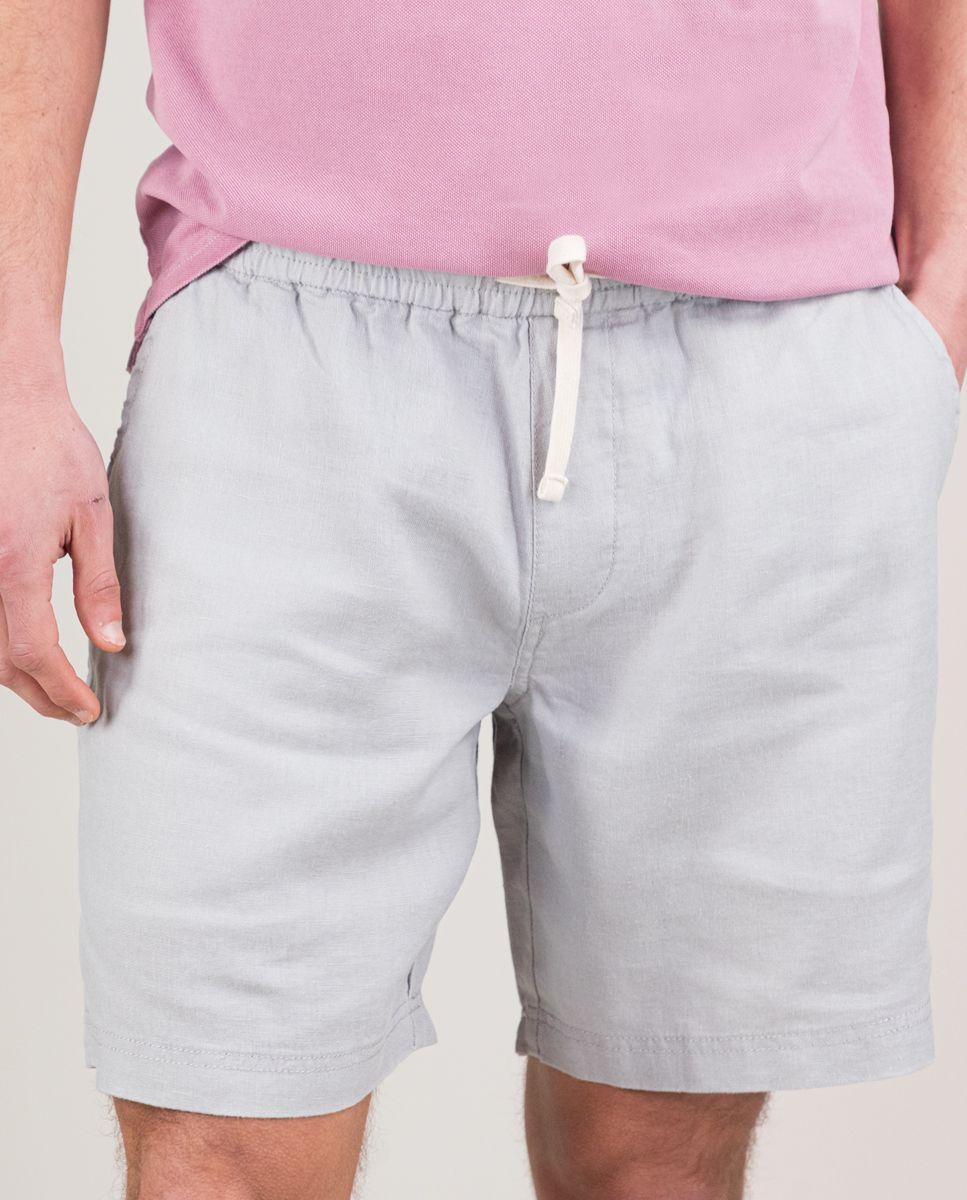 Bermuda Lino Garment Dyed Gris HOMBRE PV 25-1