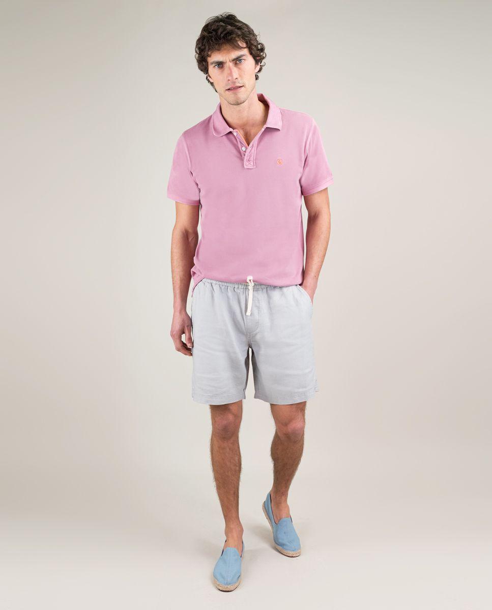 Bermuda Lino Garment Dyed Gris HOMBRE PV 25-2