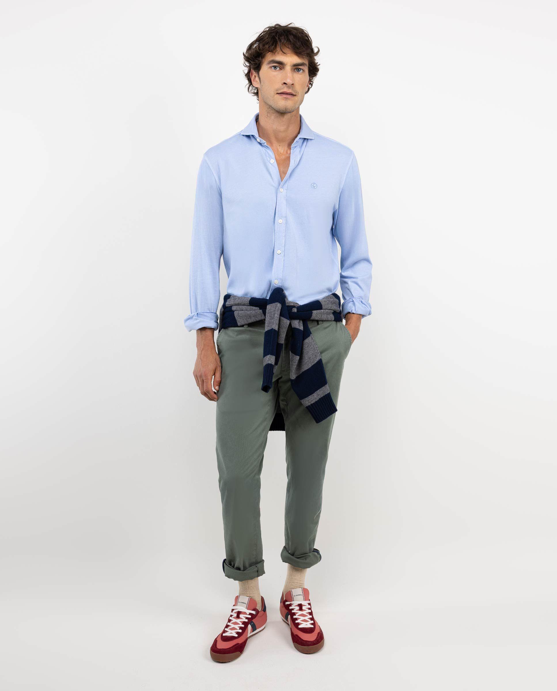 Camisa Punto Algodón Celeste HOMBRE OI 25-2