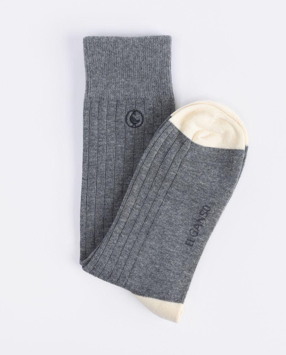 Calcetín Algodón Canalé Gris Melange UNISEX PV 26-0