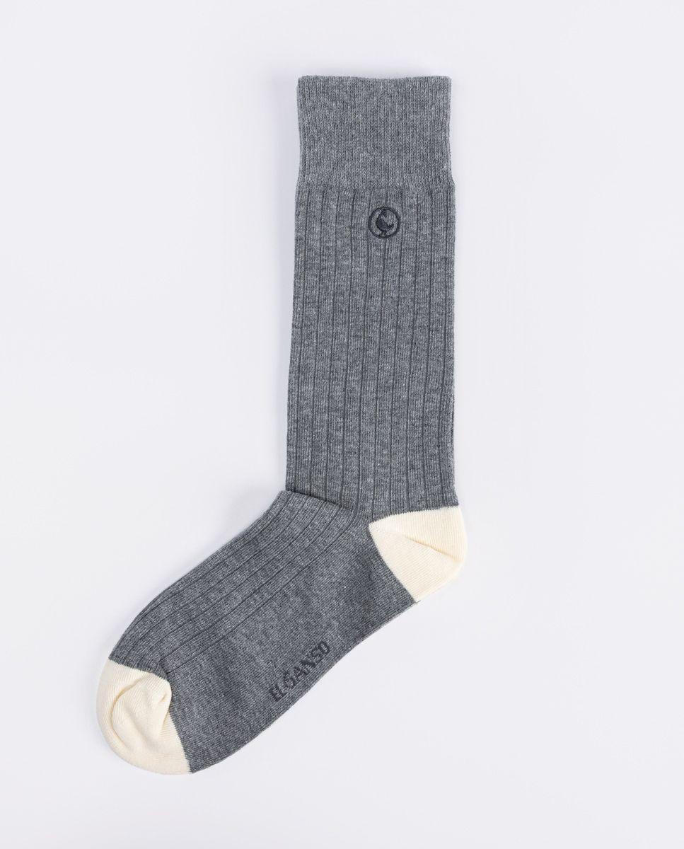 Calcetín Algodón Canalé Gris Melange UNISEX PV 26-2