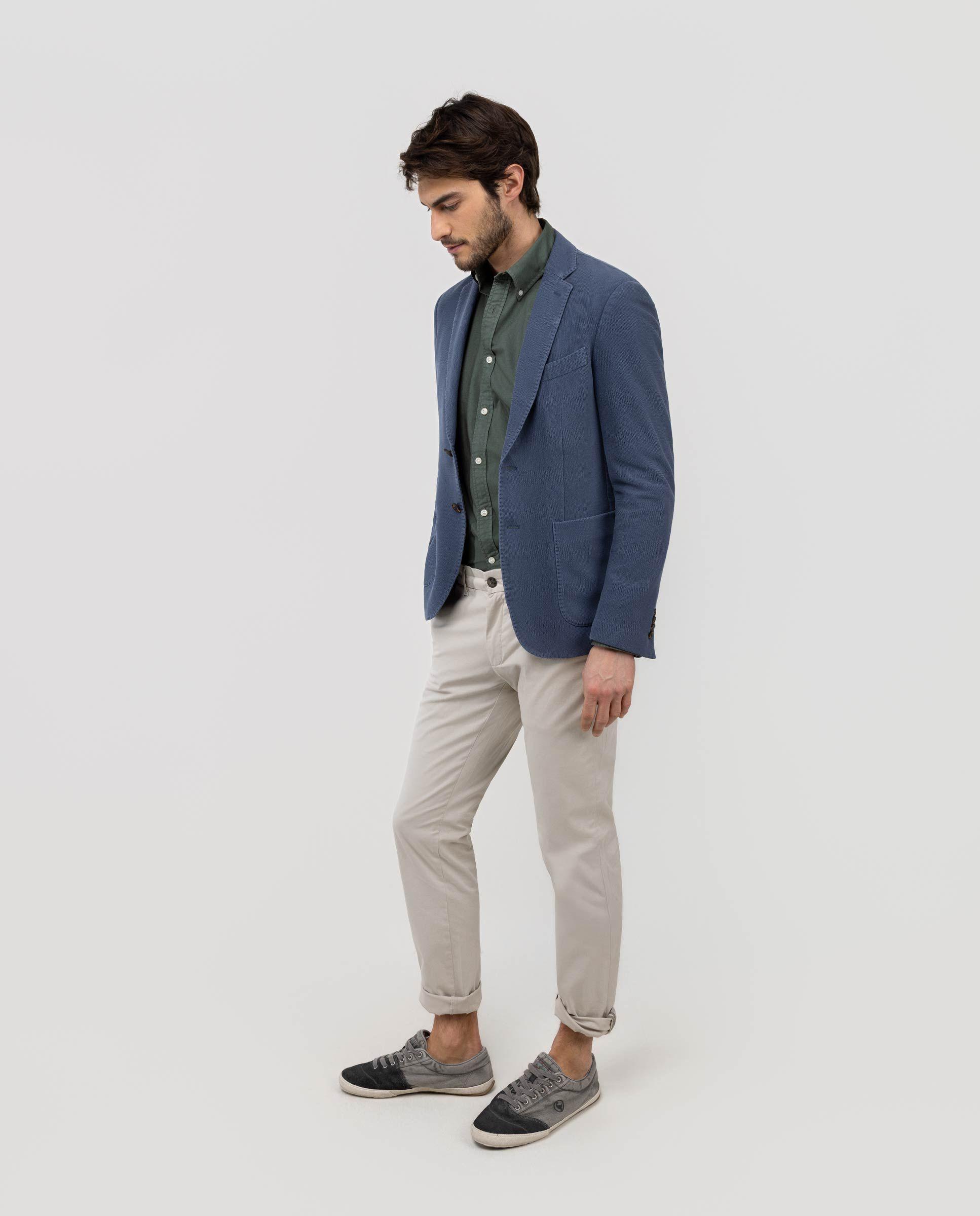 Americana Punto Piqué Garment Dyed Azul HOMBRE PV 26-2