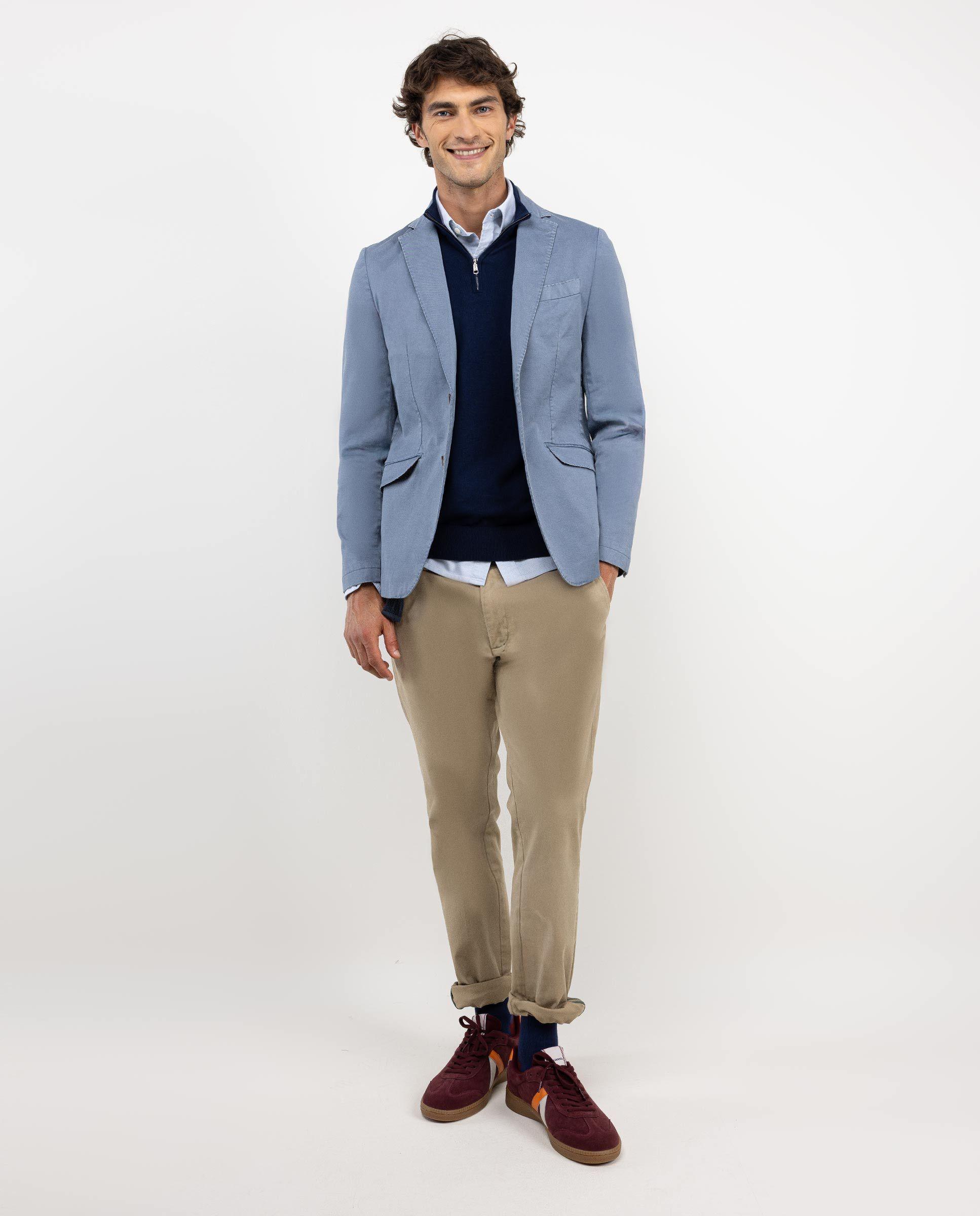 Americana Twill Tinte en Prenda Azul Medio HOMBRE OI 25-0