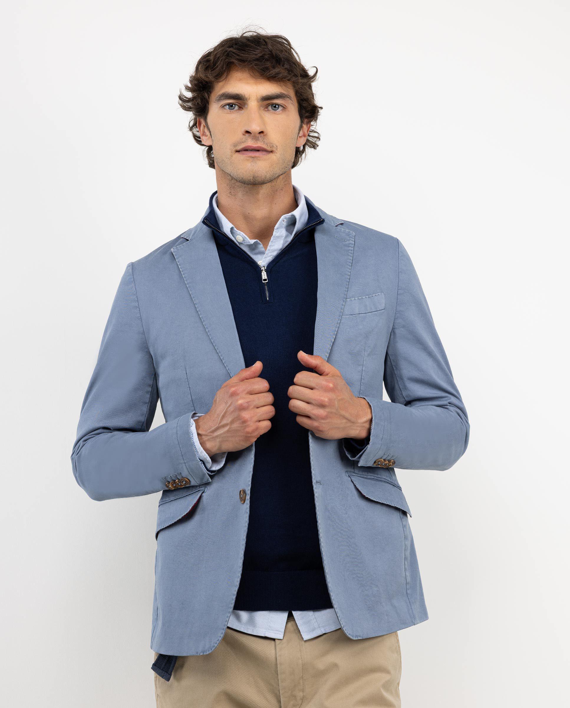 Americana Twill Tinte en Prenda Azul Medio HOMBRE OI 25-1