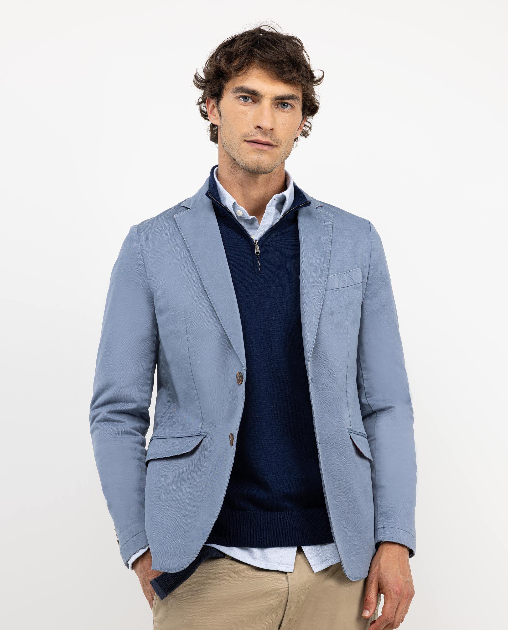 Americana Twill Tinte en Prenda Azul Medio HOMBRE OI 25-2