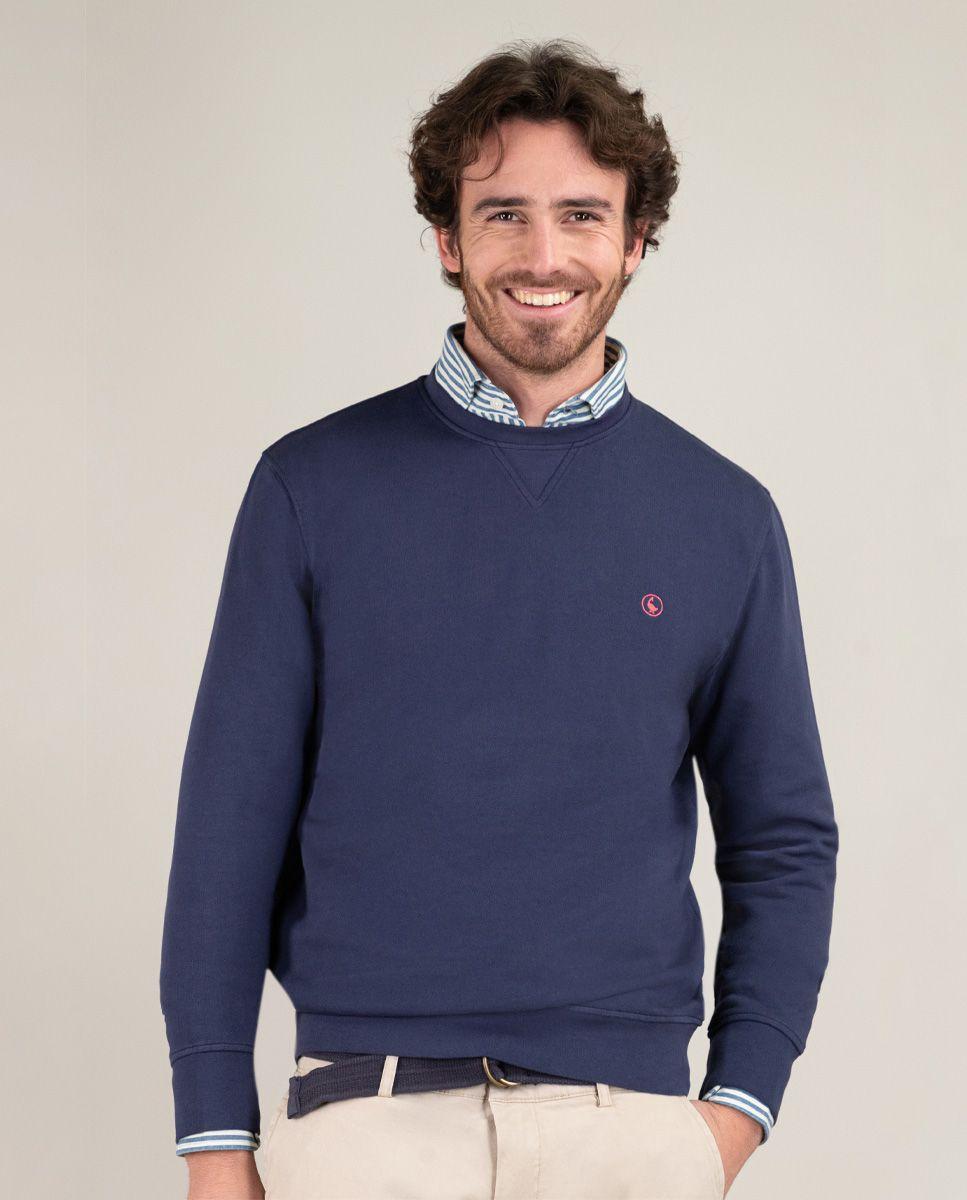 Sudadera Cuello Caja Garment Dyed Marino HOMBRE PV 25-0