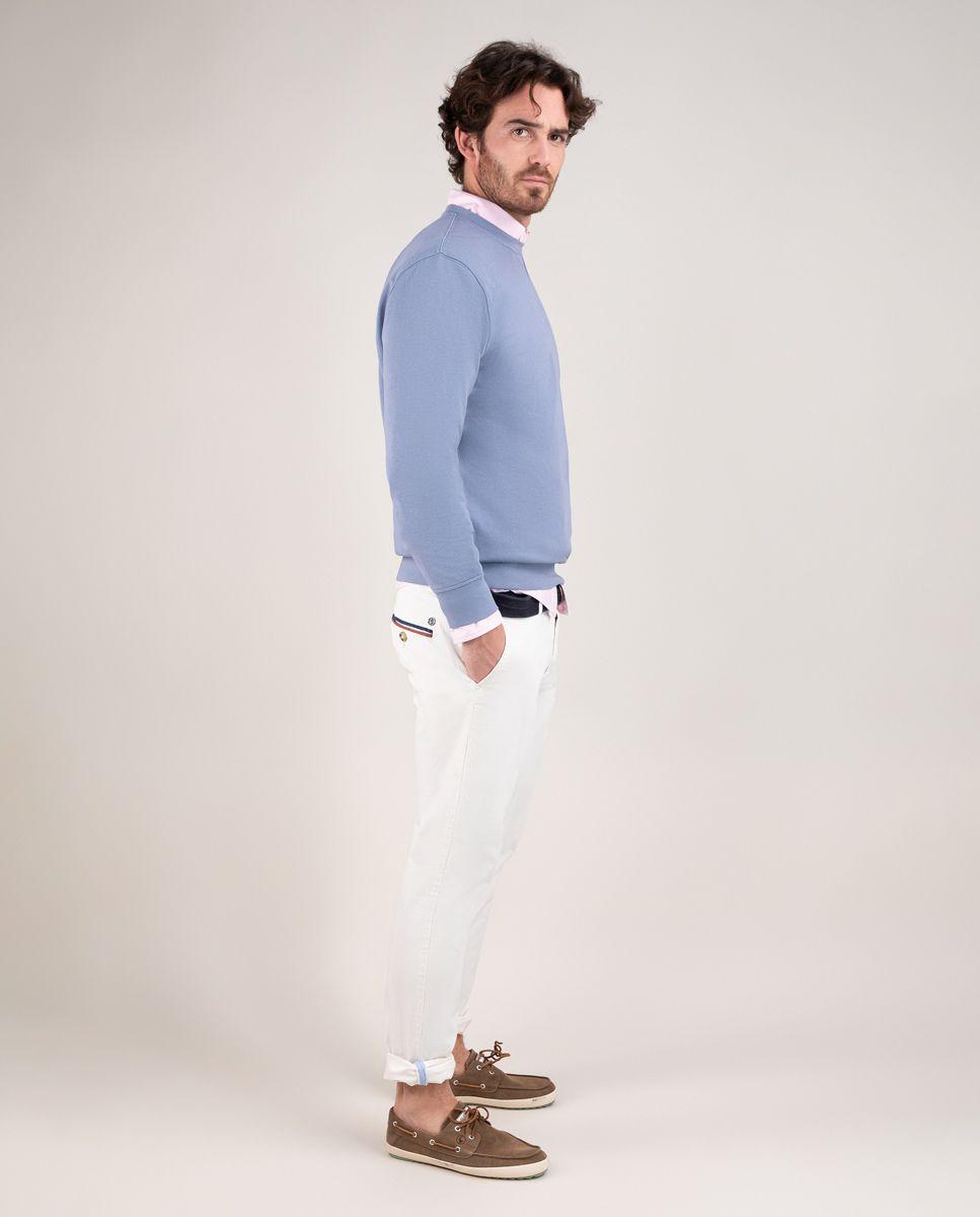 Sudadera Cuello Caja Garment Dyed Azul HOMBRE PV 25-2