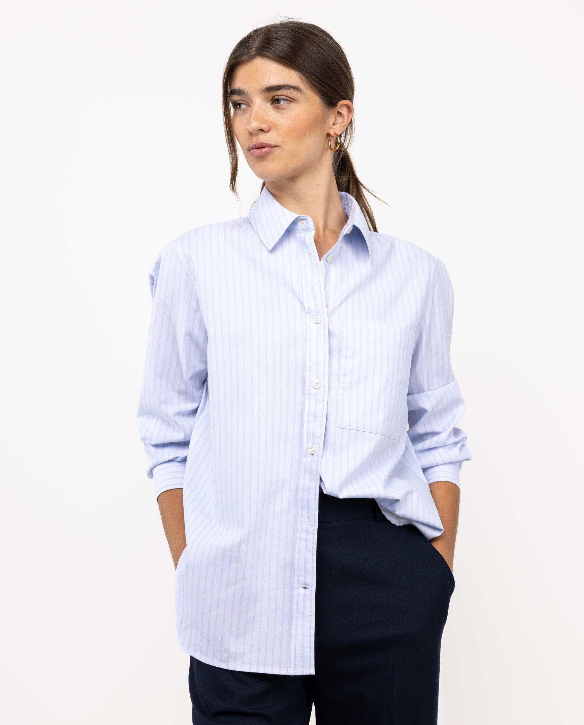 Camisa Azul Raya Butcher Beige MUJER OI 25-1
