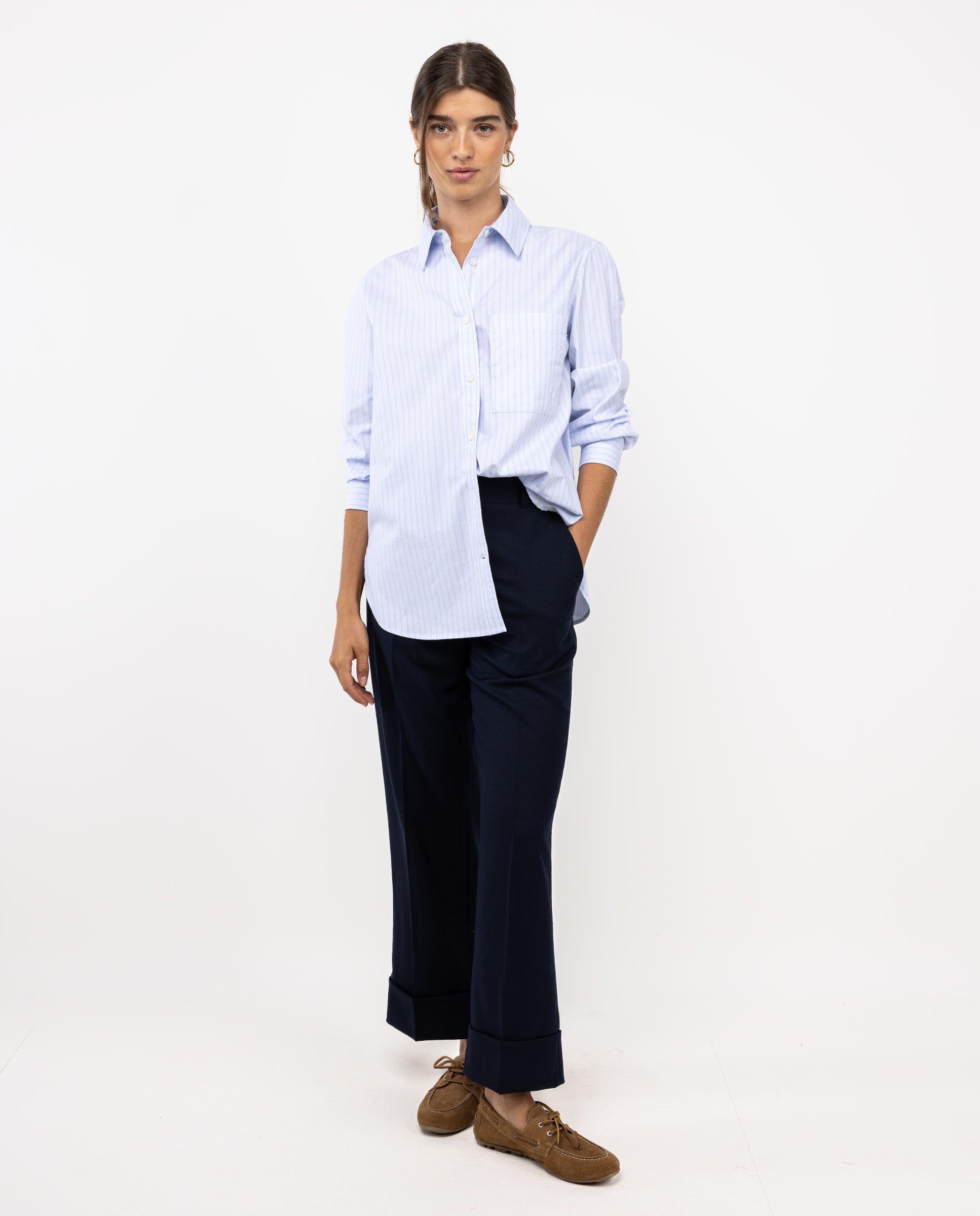Camisa Azul Raya Butcher Beige MUJER OI 25-2