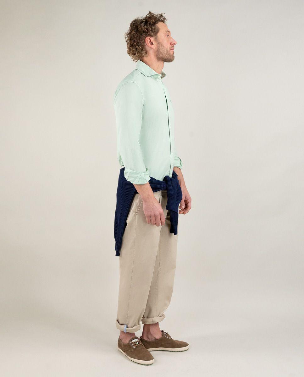 Camisa Popelín Garment Dyed Verde HOMBRE PV 25-2