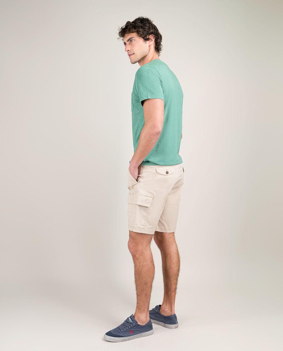 Bermuda Cargo Elástico Garment Dyed Beige HOMBRE PV 25-2