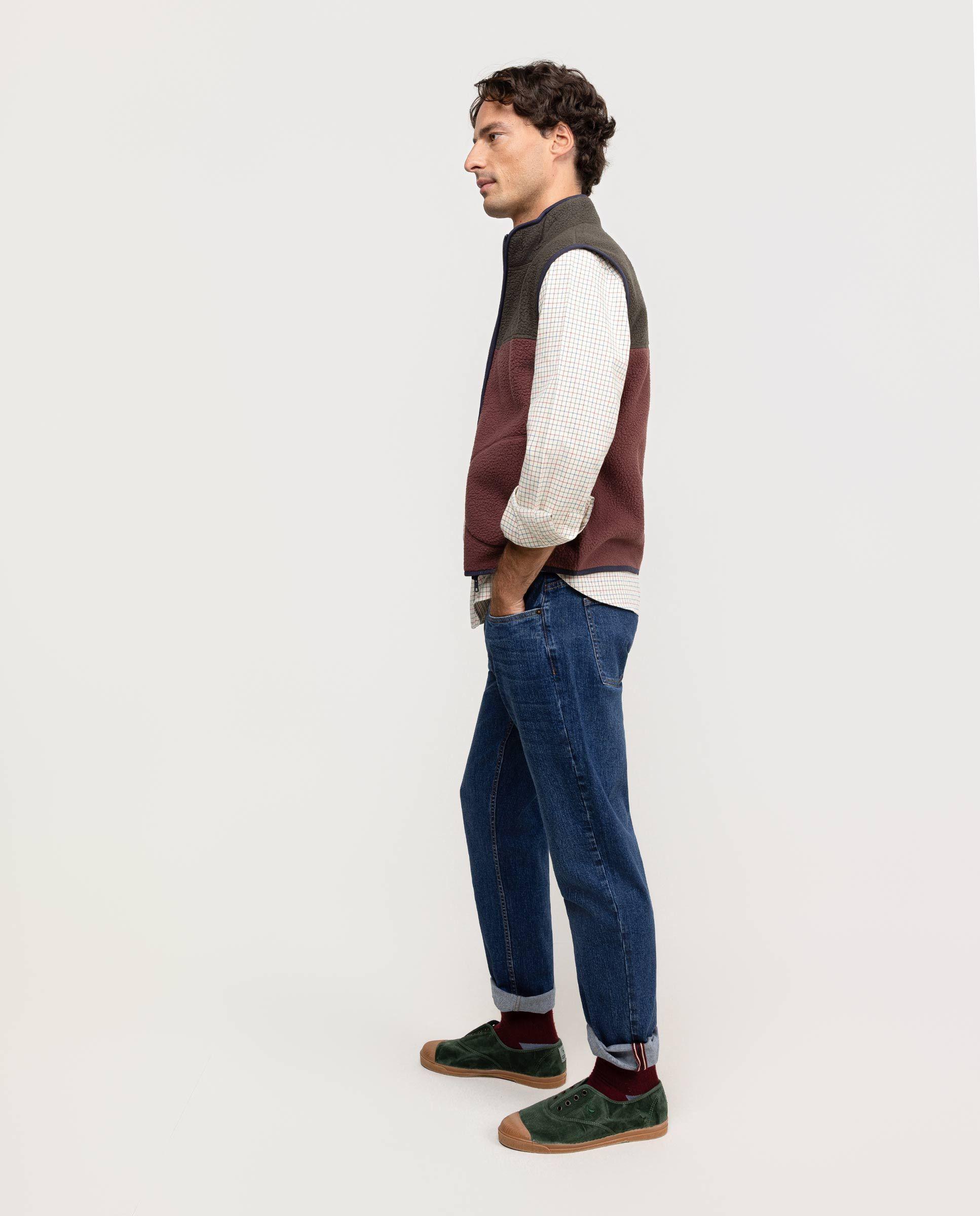 Chaleco Polar Color Block Verde Burdeos HOMBRE OI 25-2