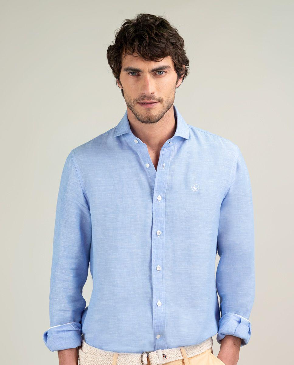 Camisa Lino Chambray Marino HOMBRE PV 25-0