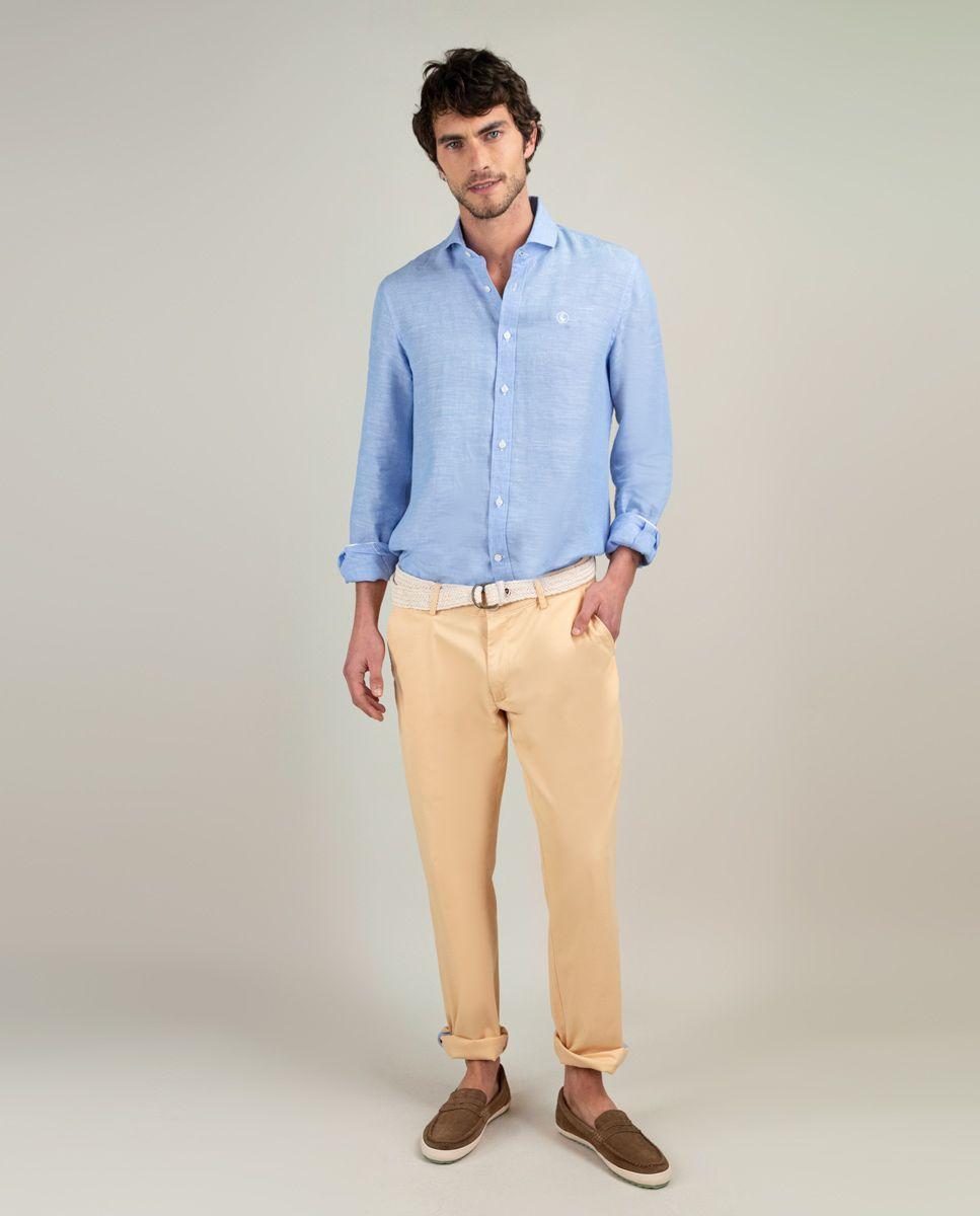 Camisa Lino Chambray Marino HOMBRE PV 25-1