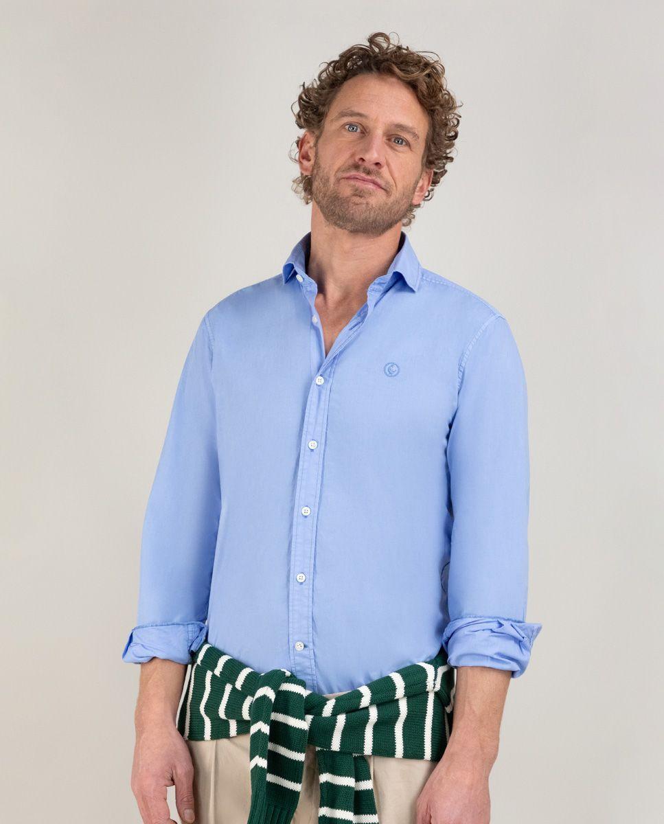 Camisa Popelín Garment Dyed Azul HOMBRE PV 25-0