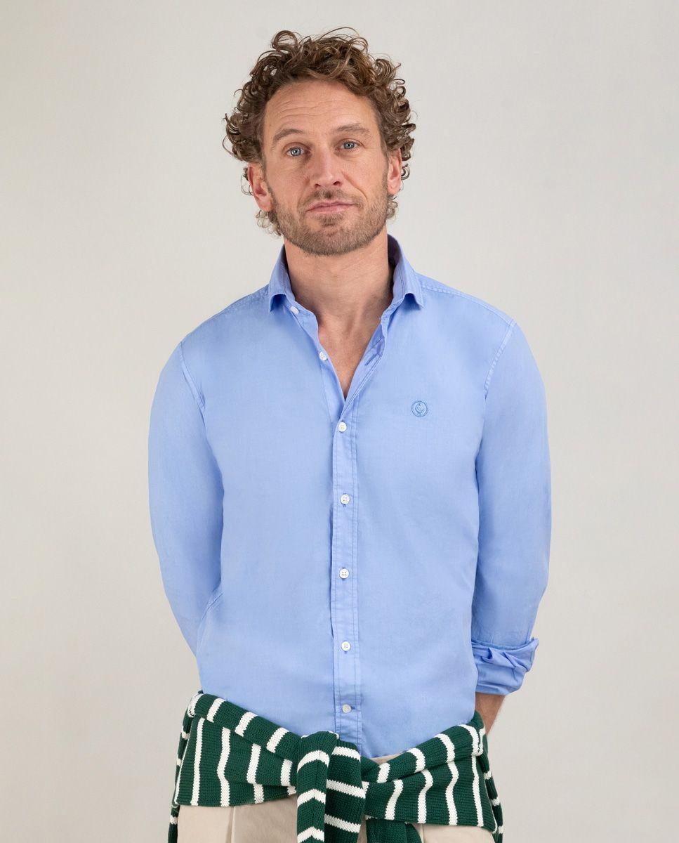 Camisa Popelín Garment Dyed Azul HOMBRE PV 25-1