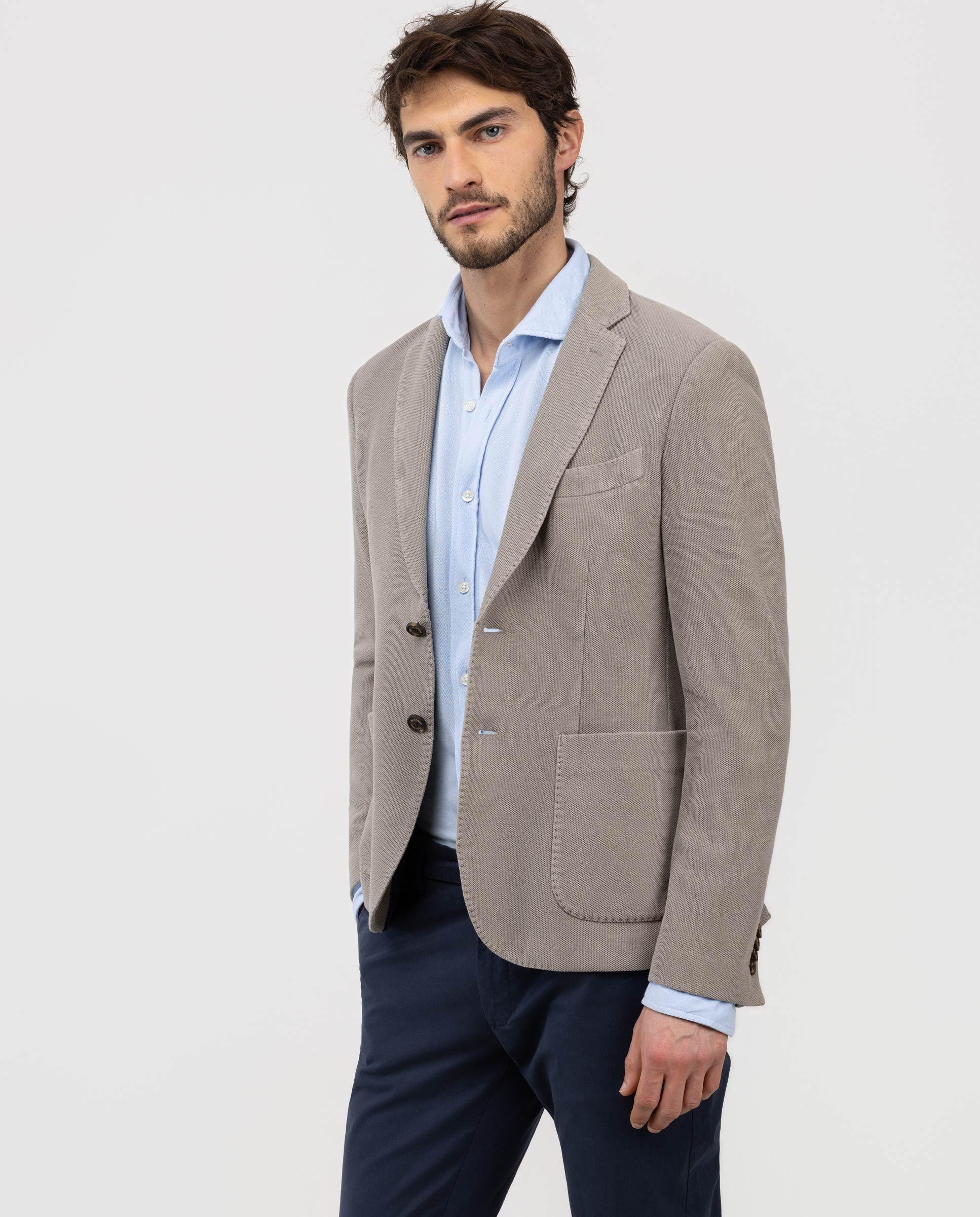 Americana Punto Piqué Garment Dyed Tostado HOMBRE PV 26-2