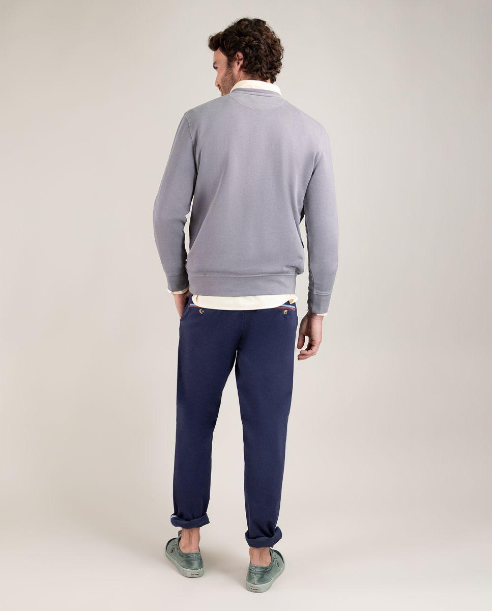 Sudadera Cuello Caja Garment Dyed Gris HOMBRE PV 25-2