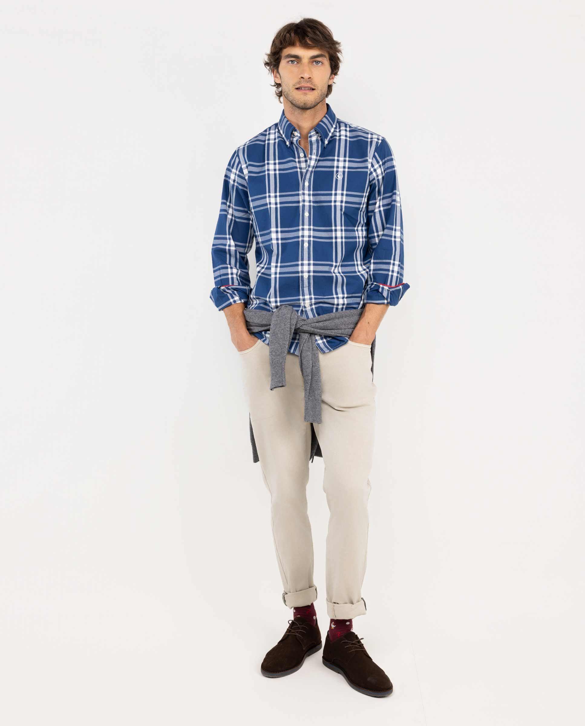 Camisa Cuadro Tartán Algodón Marino HOMBRE OI 25-2