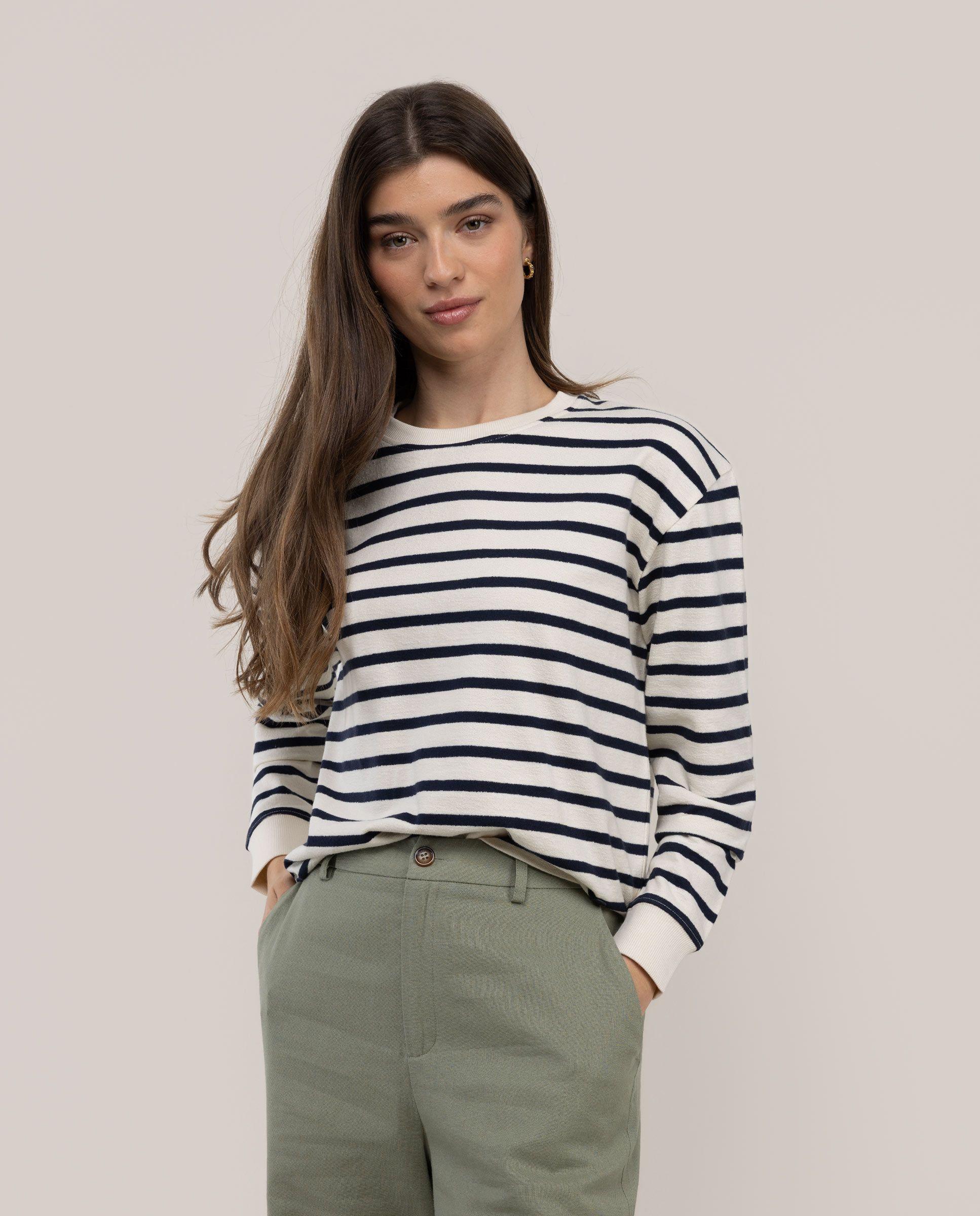 Sudadera Cuello Caja Rayas Marino MUJER PV 26-0