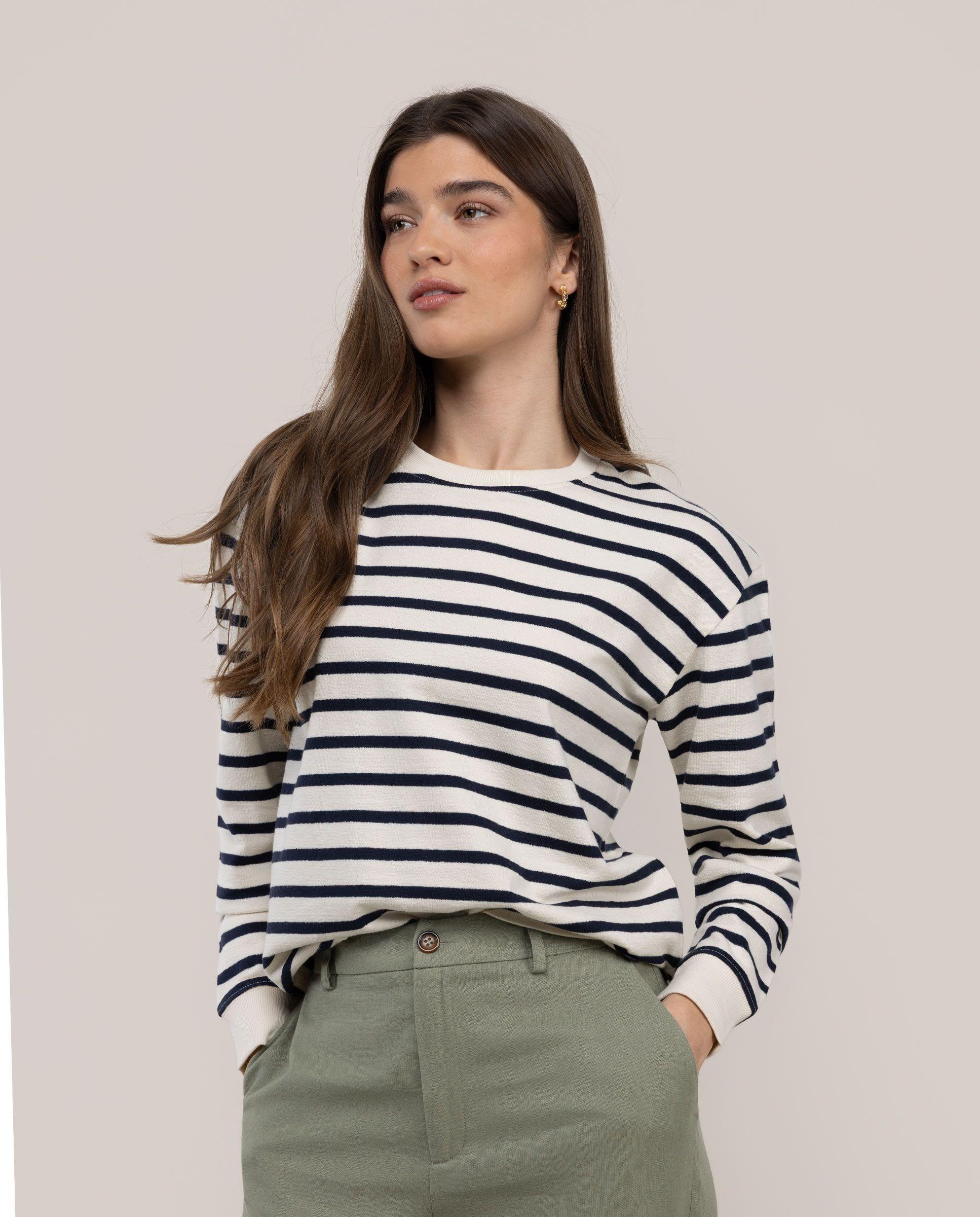 Sudadera Cuello Caja Rayas Marino MUJER PV 26-1