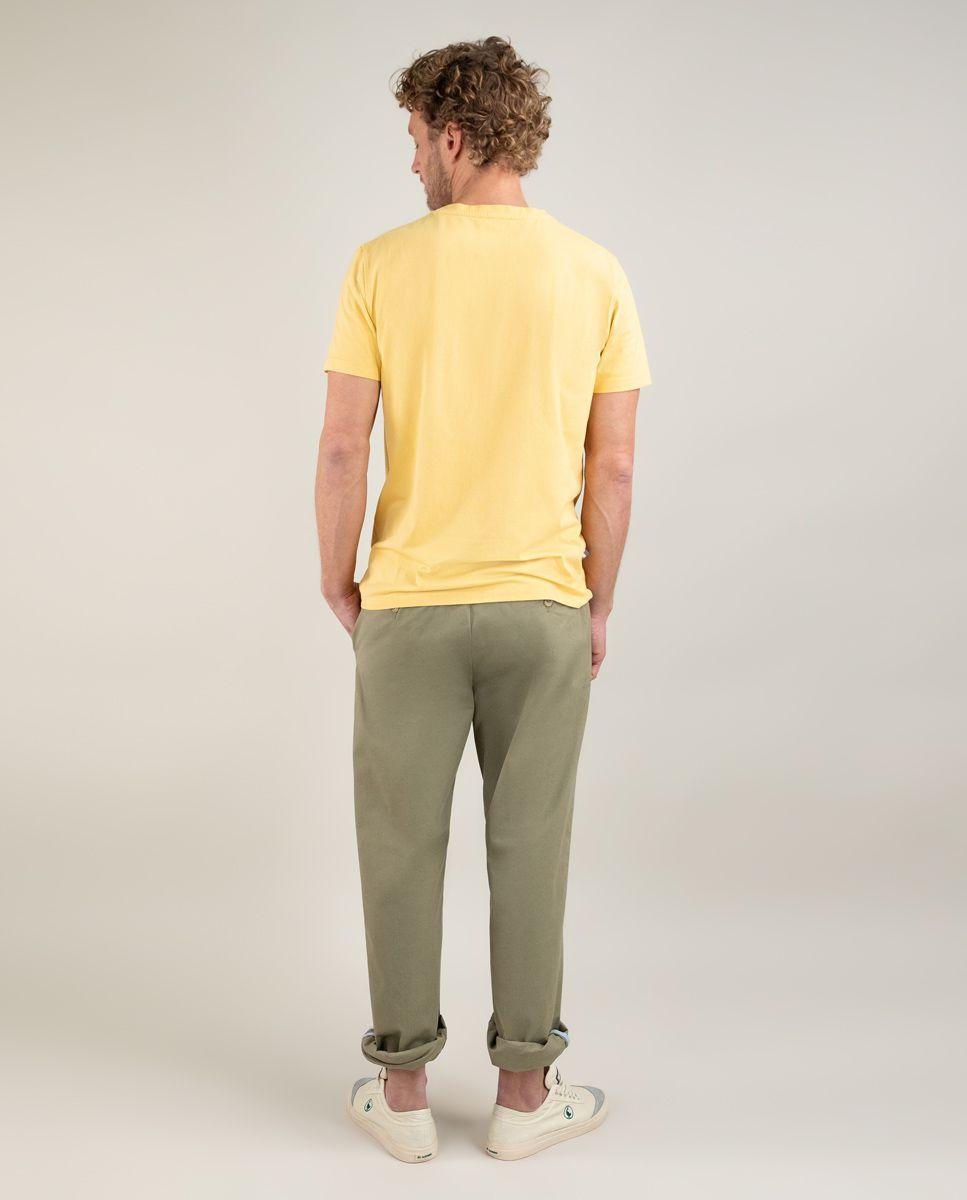 Camiseta Cuello Caja Garment Dyed Mostaza HOMBRE PV 25-2