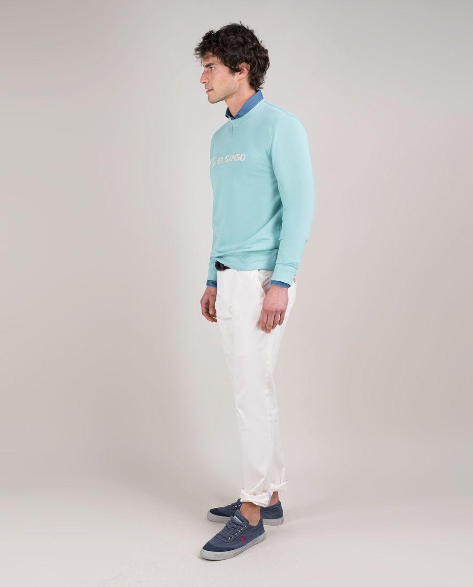 Sudadera Cuello Caja Bordado Verde HOMBRE PV 25-2