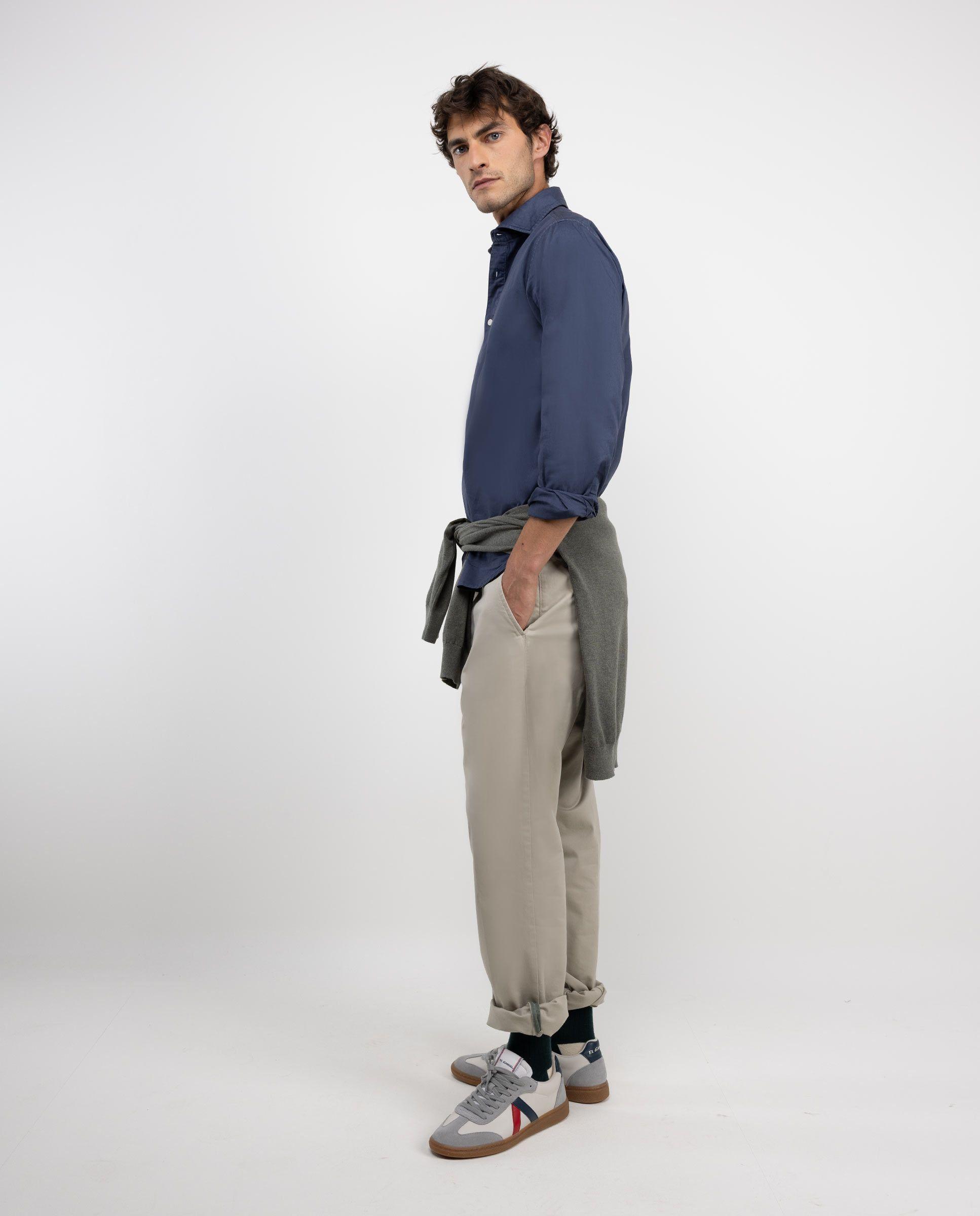 Camisa Polera Twill Garment Dyed Marino HOMBRE OI 25-2