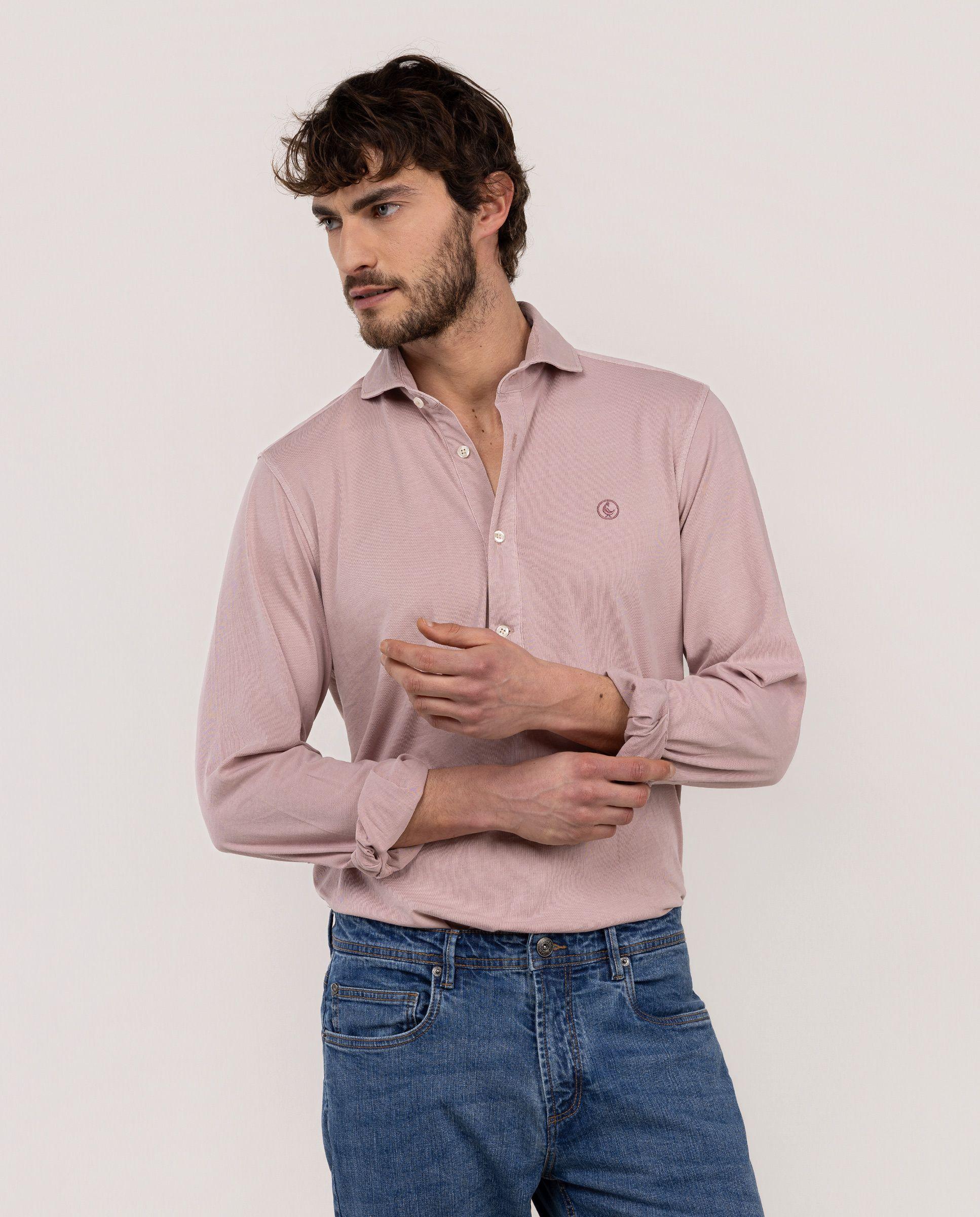 Camisa Polera Single Jersey Rosa HOMBRE PV 26-2
