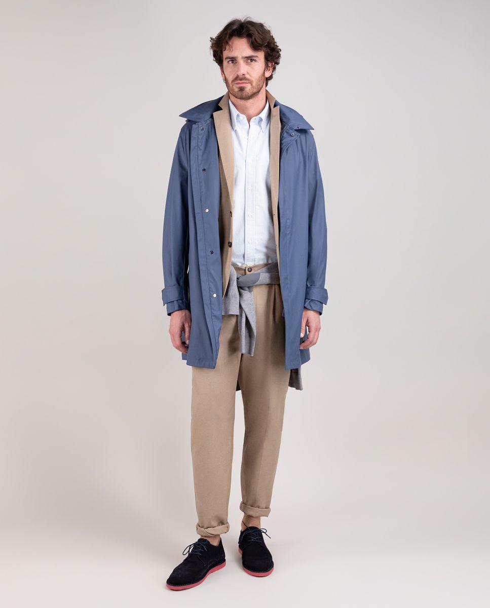 Gabardina Engomada Azul HOMBRE PV 25-1