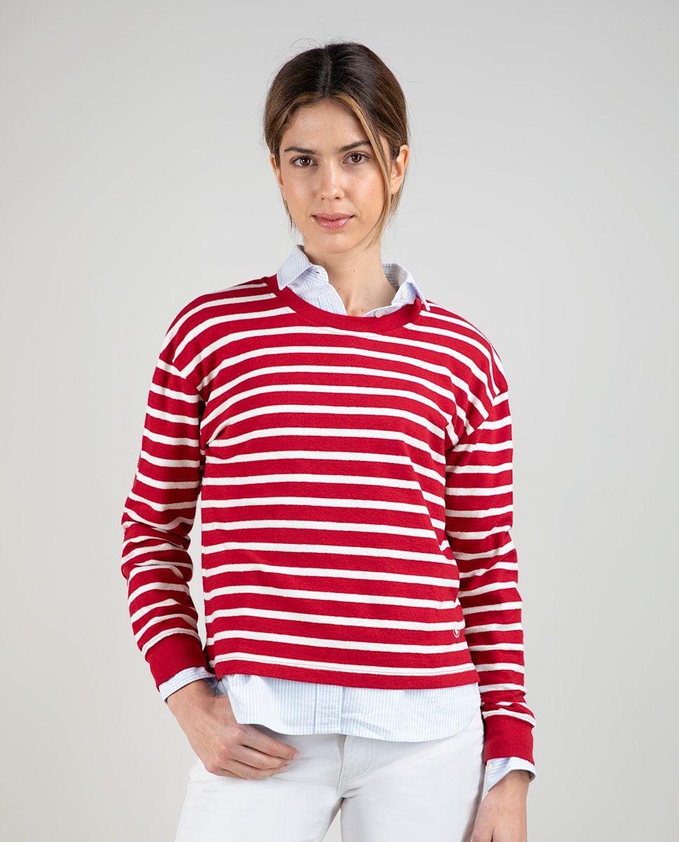 Sudadera Marinera Roja Raya Cruda MUJER PV 25-0