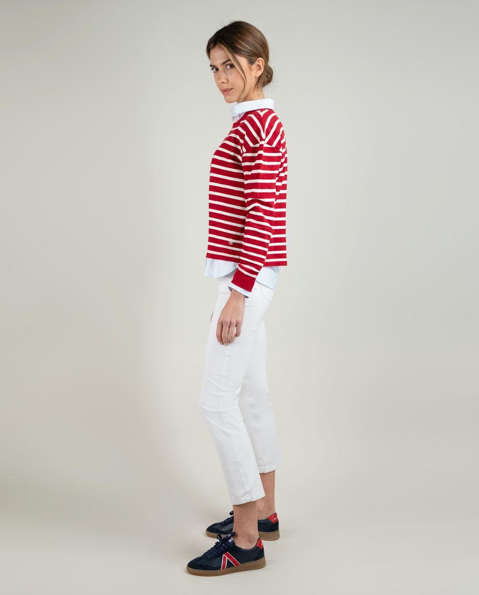 Sudadera Marinera Roja Raya Cruda MUJER PV 25-2