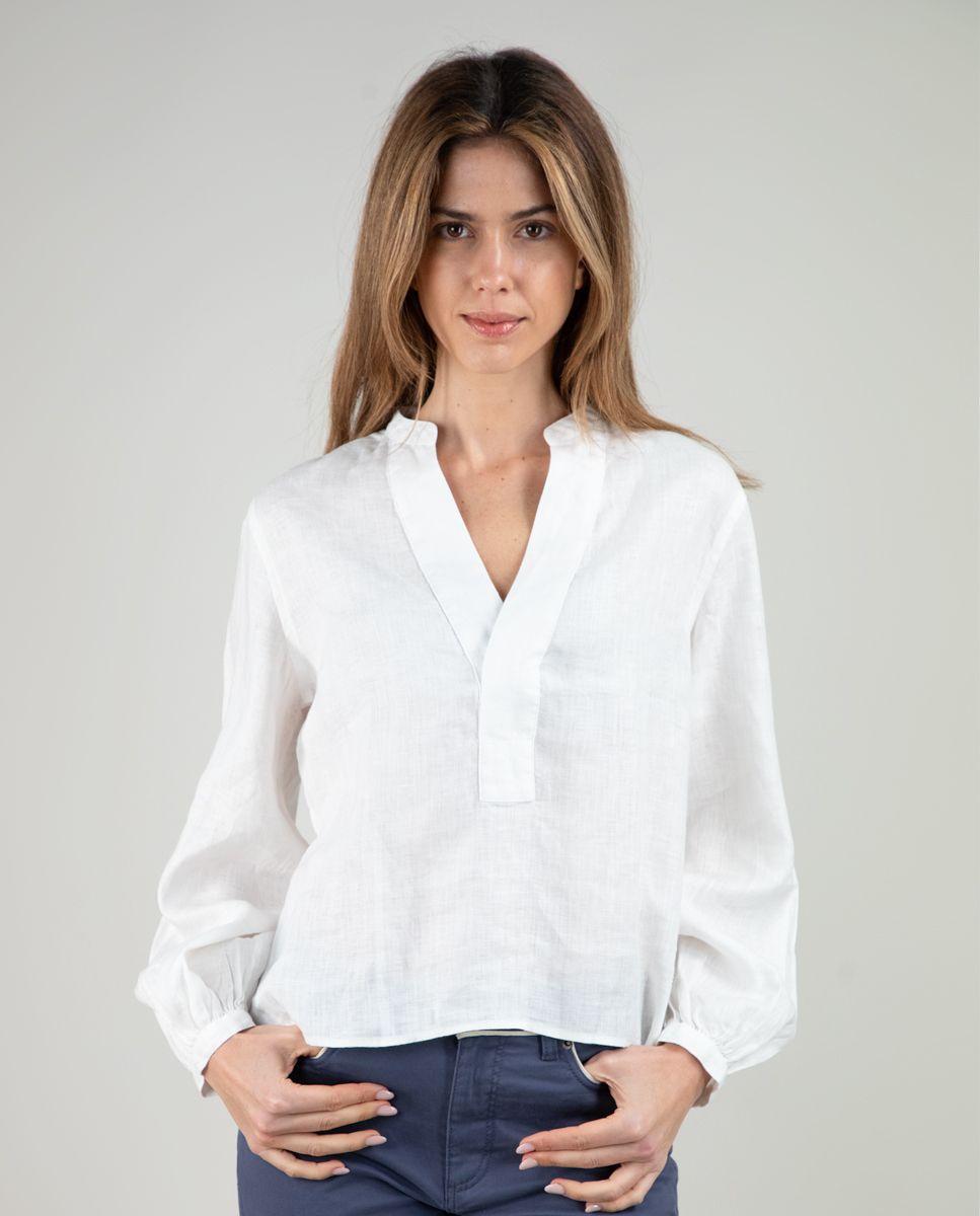 Camisa Polera Lino Blanco MUJER PV 25-0