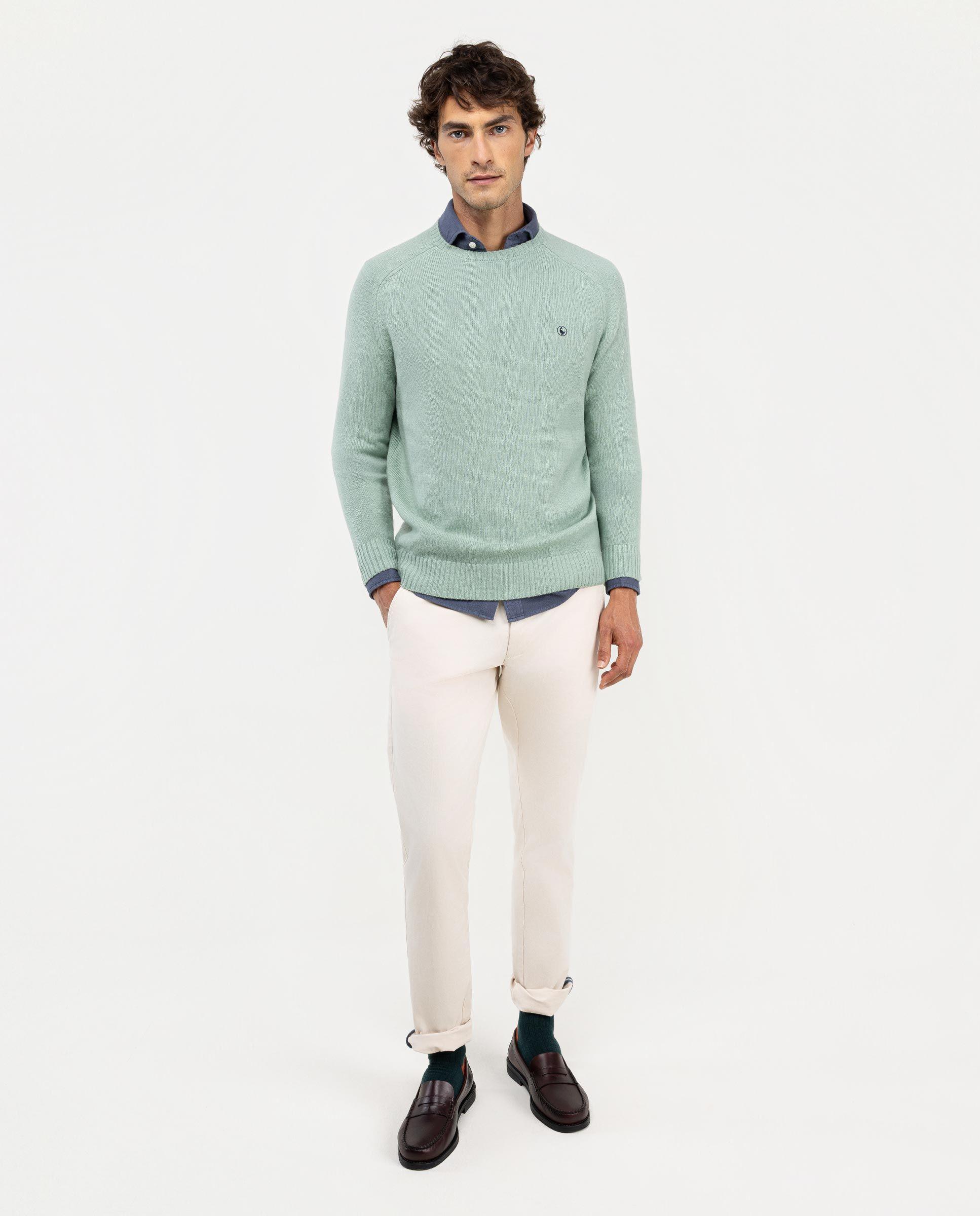 Jersey Merino Cuello Caja Verde Agua HOMBRE OI 25-0