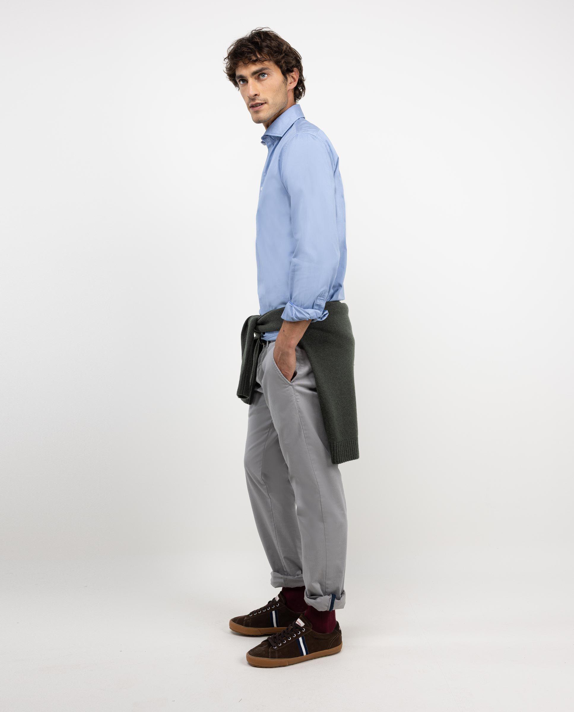 Camisa Polera Twill Garment Dyed Celeste HOMBRE OI 25-2