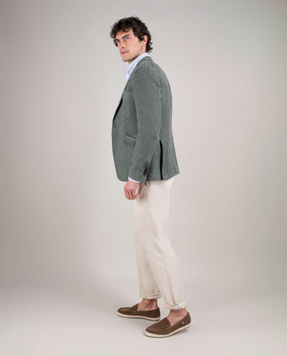 Americana Lino Lavado Verde HOMBRE PV 25-2