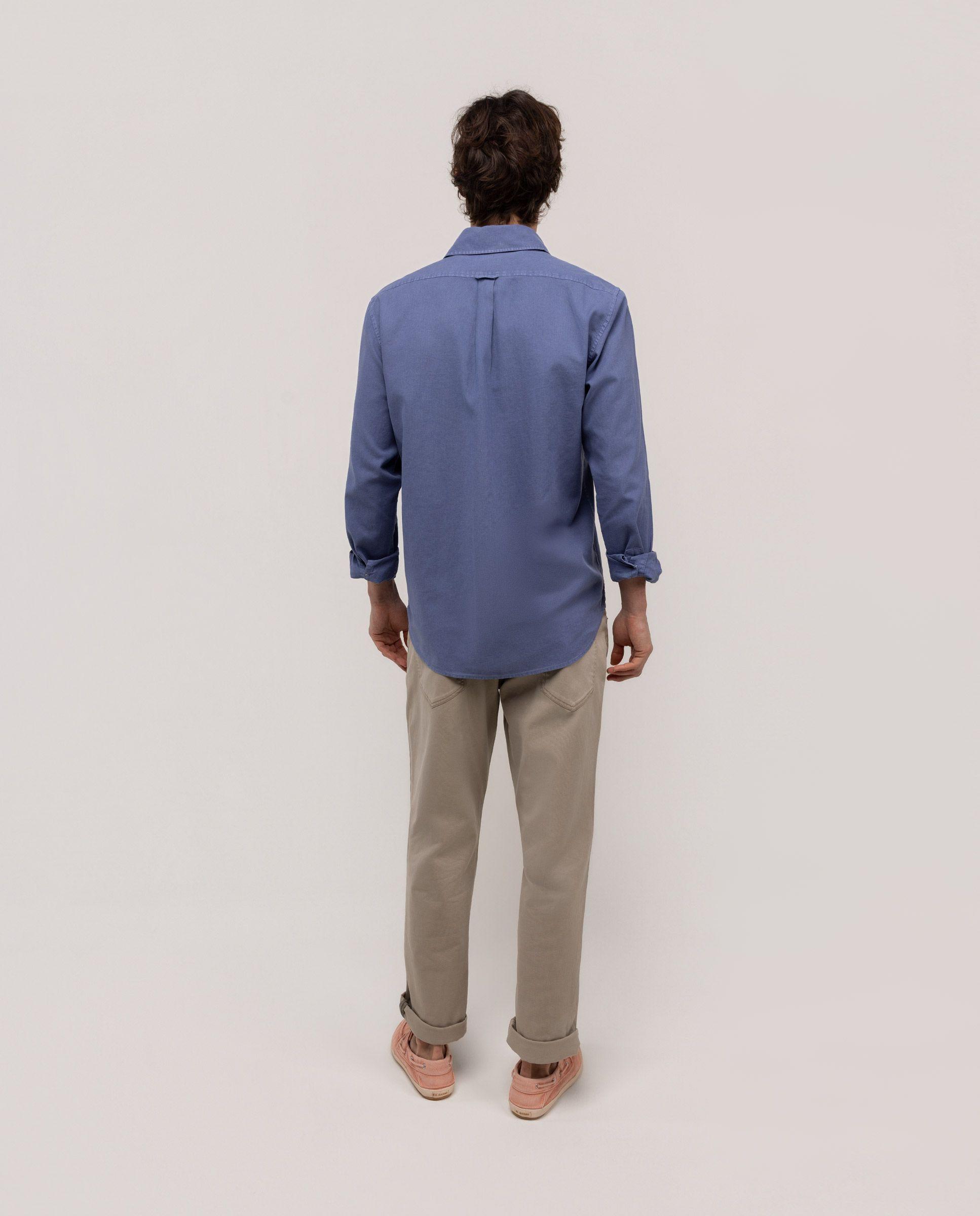 Camisa Cuello Italiano Algodón Lino Marino HOMBRE PV 26-2
