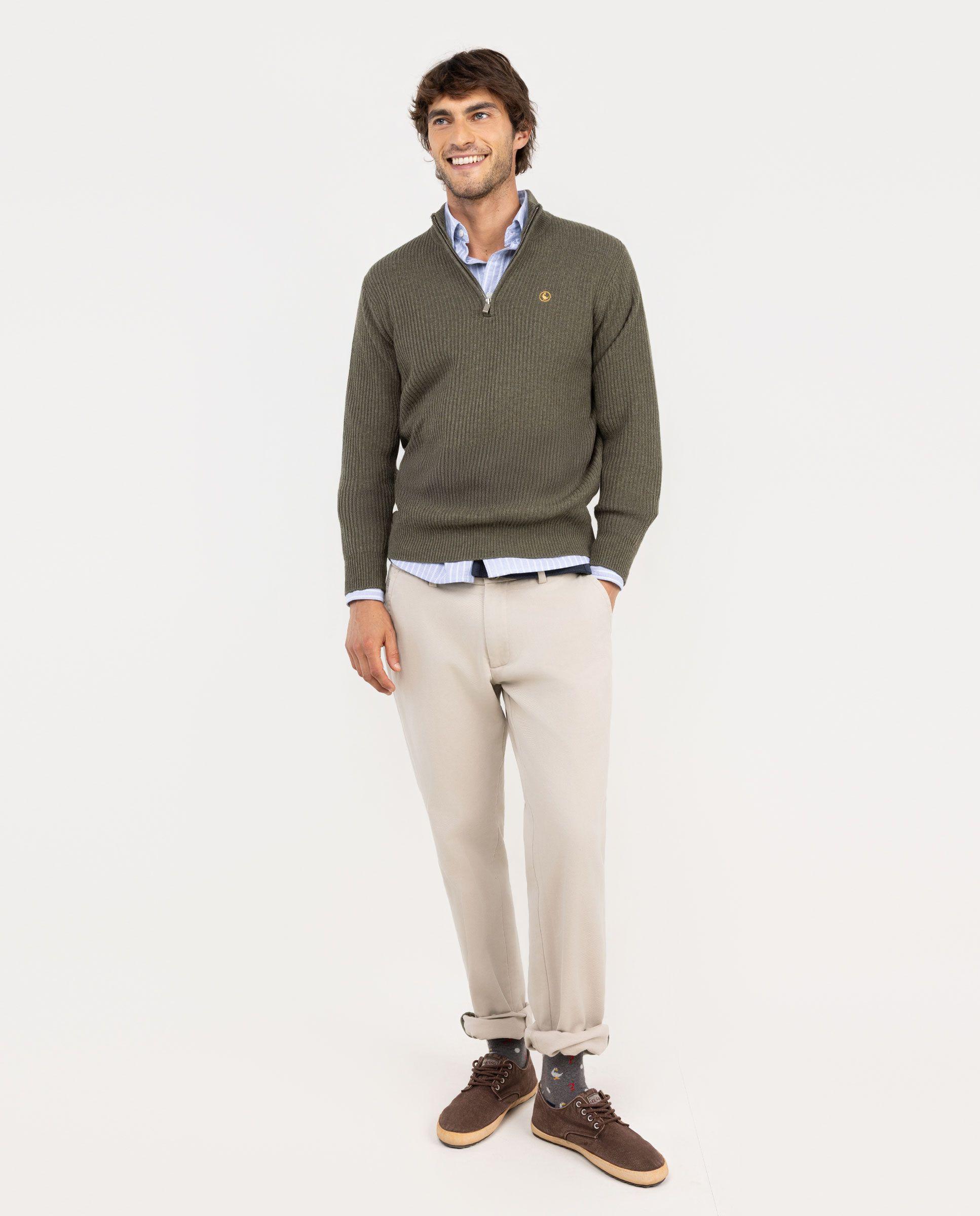 Jersey Cuello Camionero Lana Verde HOMBRE OI 25-0