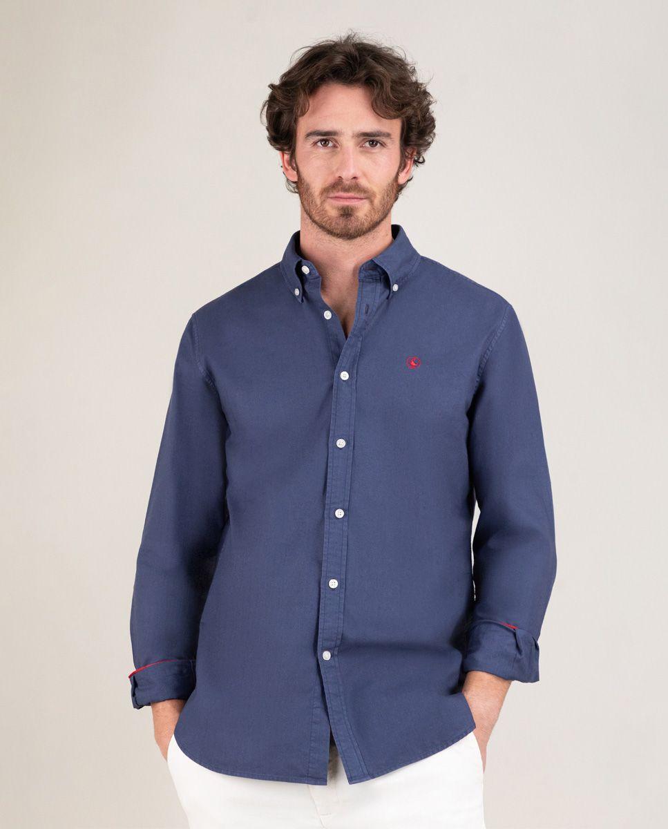 Camisa Algodón Garment Dyed Marino HOMBRE PV 25-0