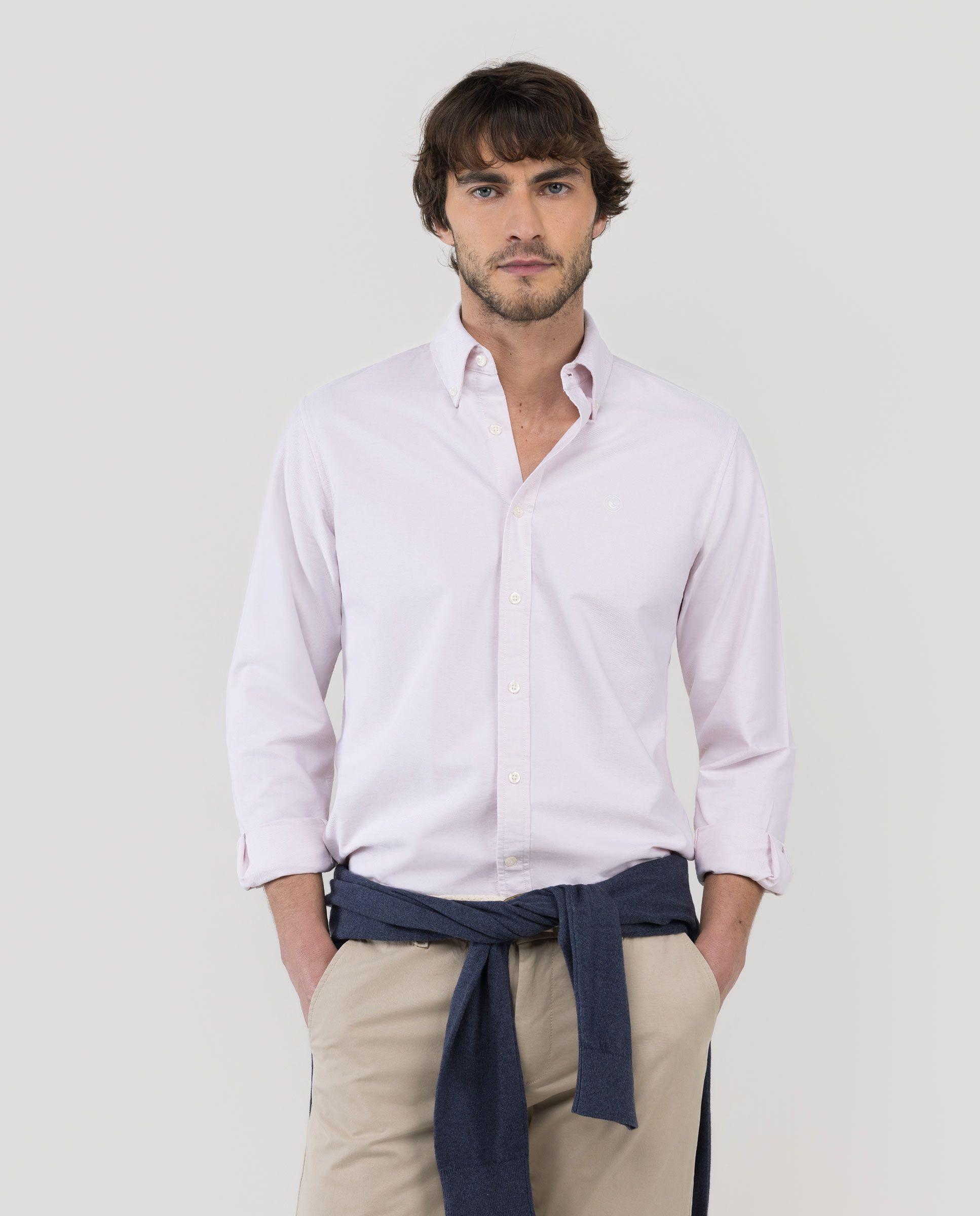 Camisa Oxford Liso Rosa HOMBRE PV 26-2